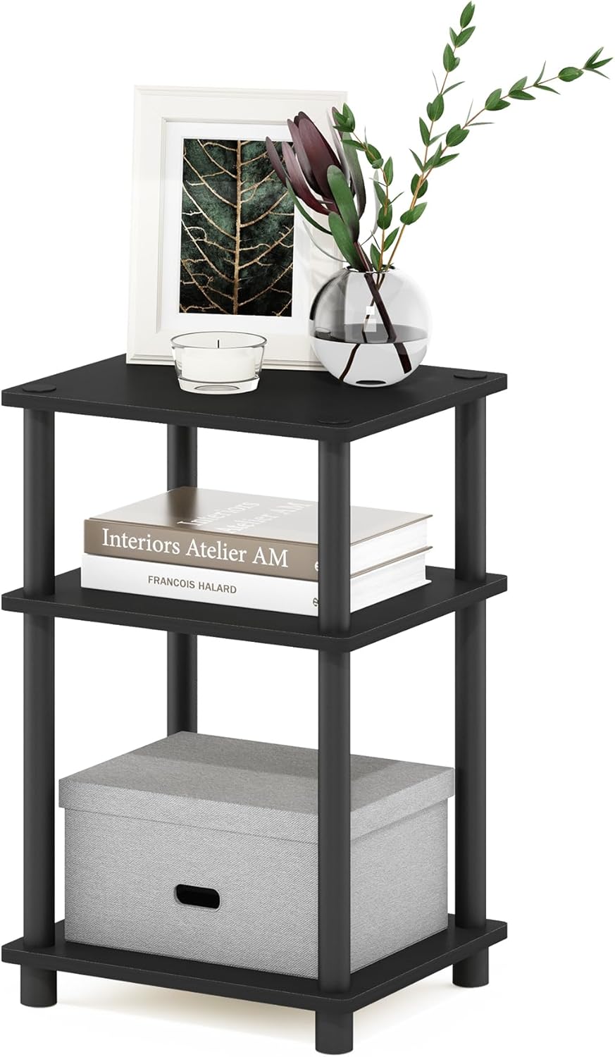 3-Tier End Table, Open Shelves Night Stand, Bedside Table, Toolless Assembly