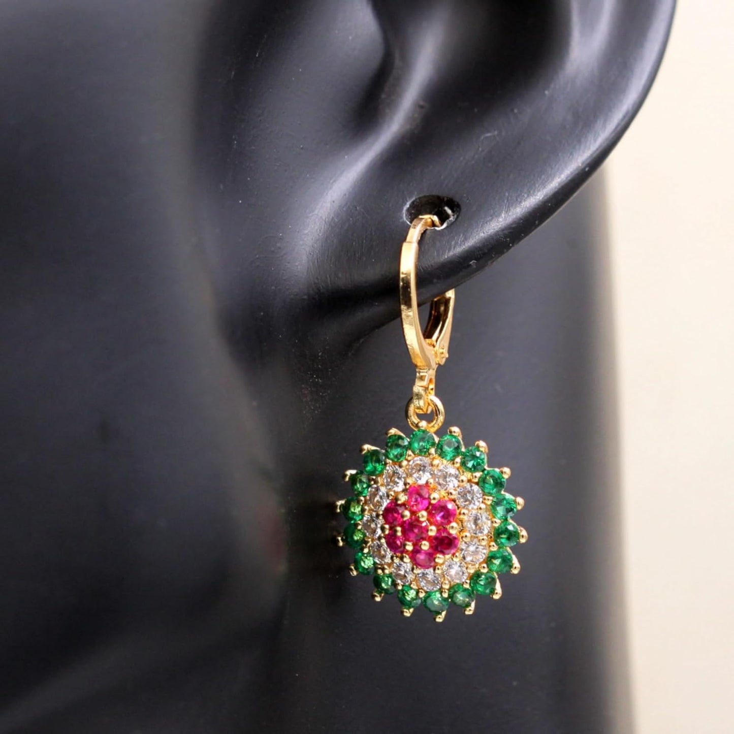 Vuskdtei18K Gold Plated Flower Dangle Earrings for Women, Hypoallergenic Cubic Zirconia Earrings, Elegant Chandelier Drop Earrings