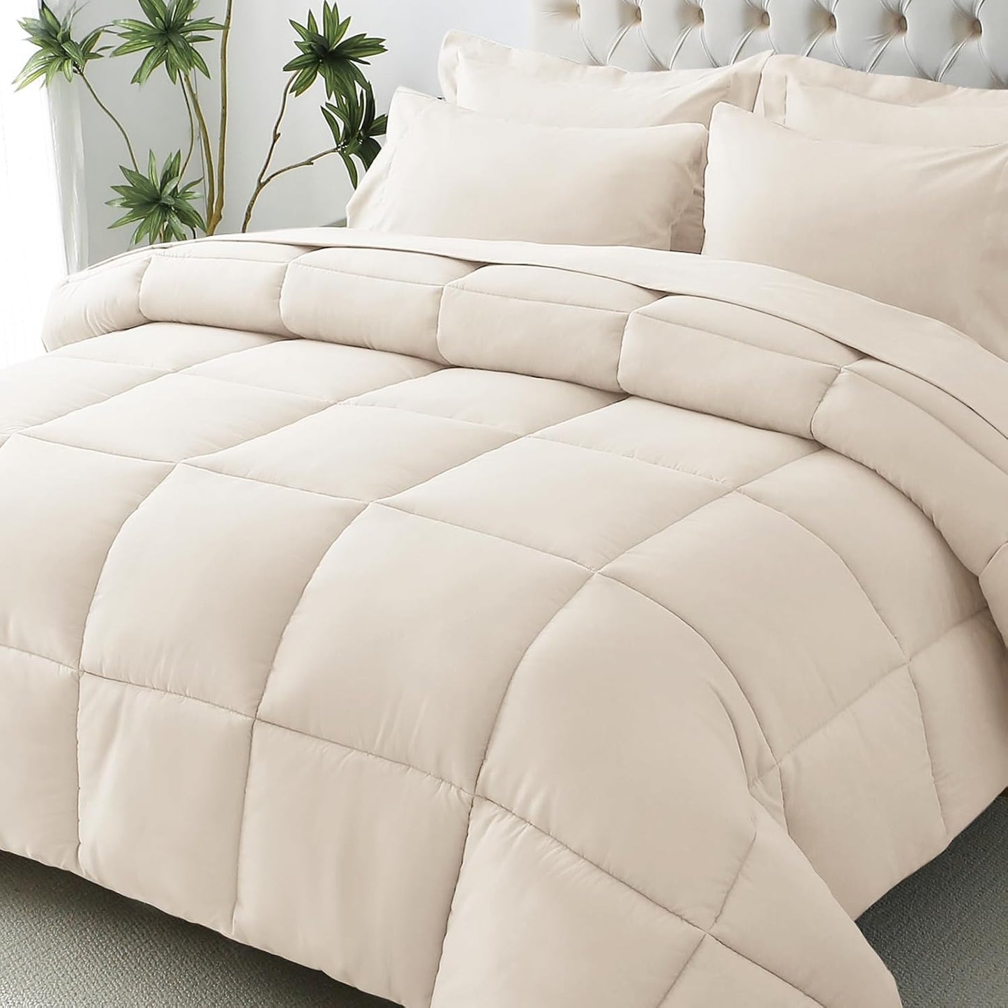 Queen Comforter Set, Ultra-Soft Bed in a Bag Queen Size 7 count