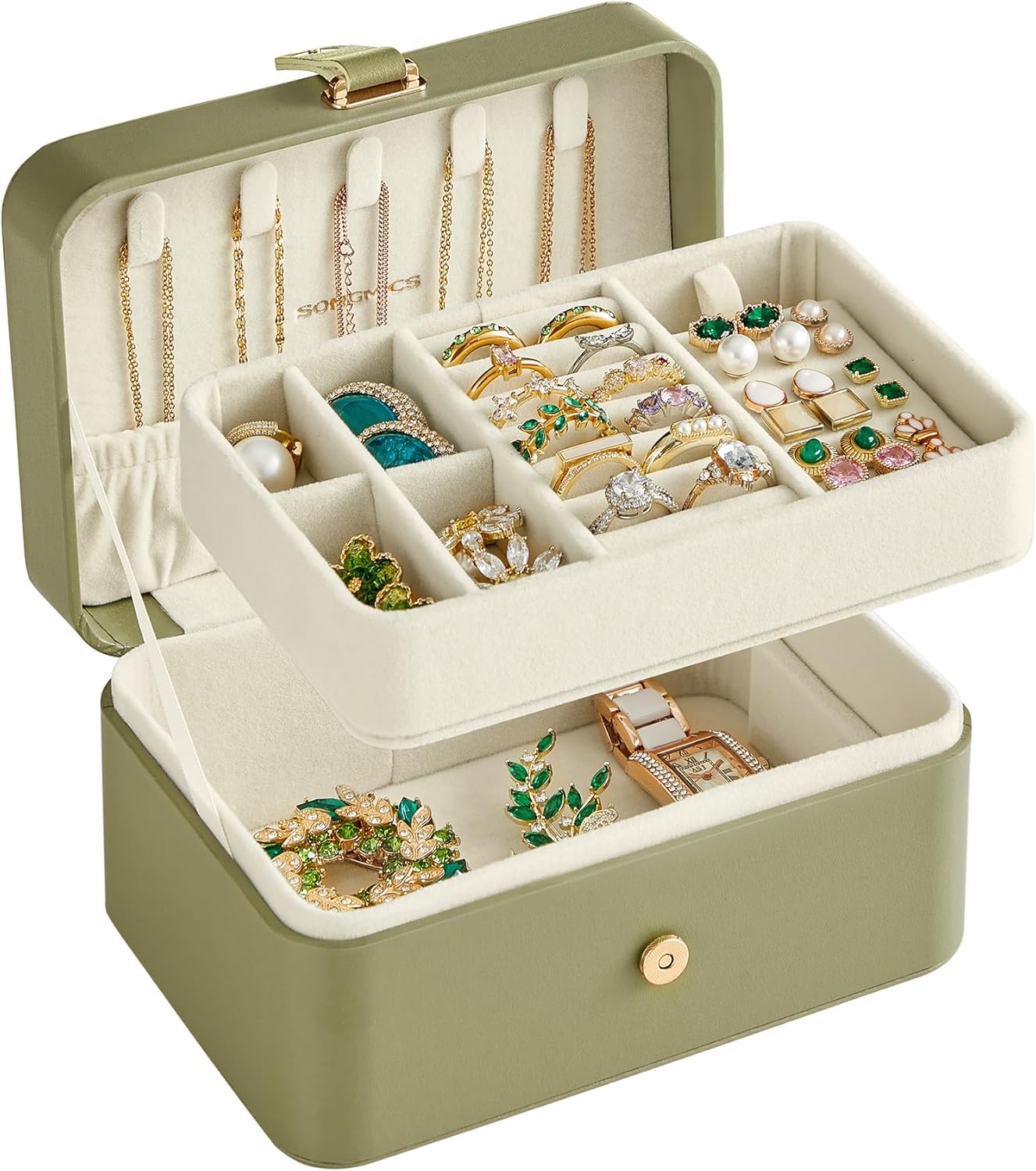 Travel Jewelry Case, 2-Layer Jewelry Holder Organizer, Portable Versatile Earring Storage