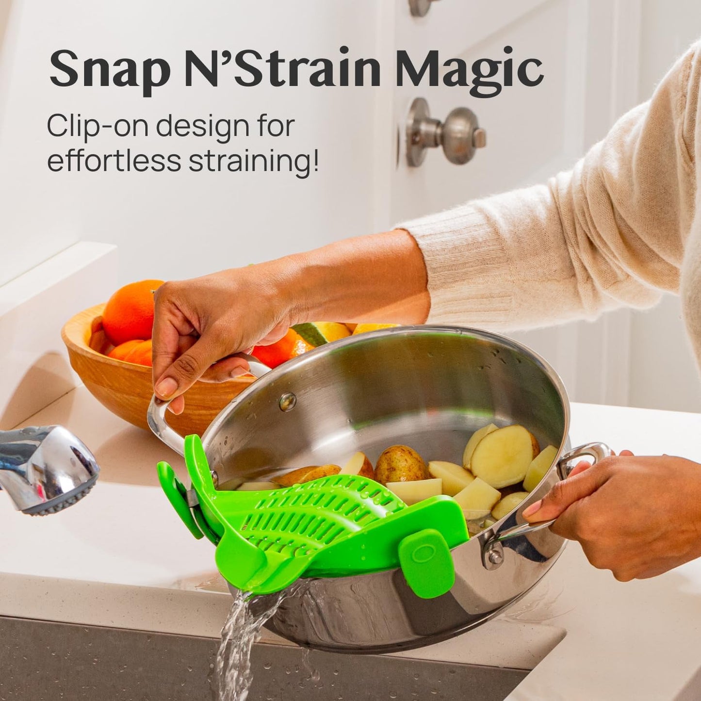 Collapsible Silicone Pasta Strainer and Kitchen Gadget for Cooking