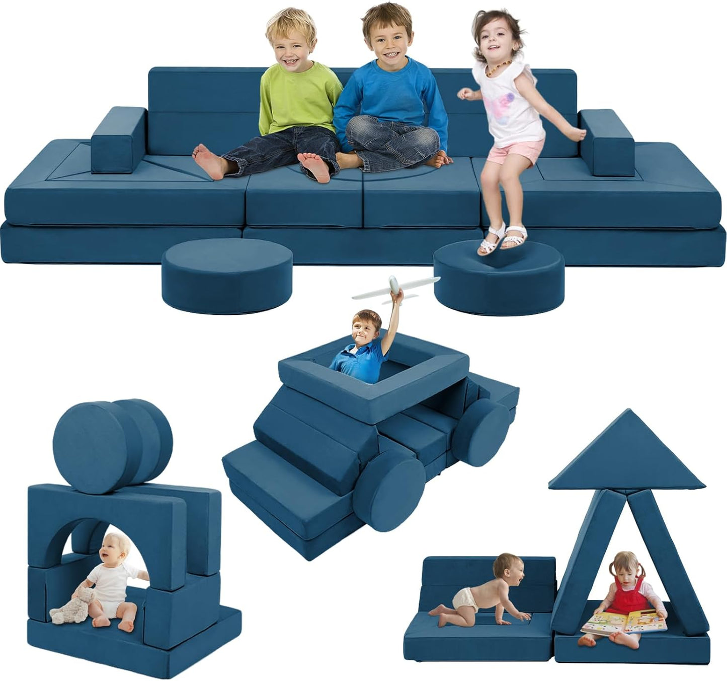 22Pcs Modular Kids Sectional - Kids Couch for Playroom Bedroom Living Rooms Toddler Sofa for Inspiring Child Creativity
