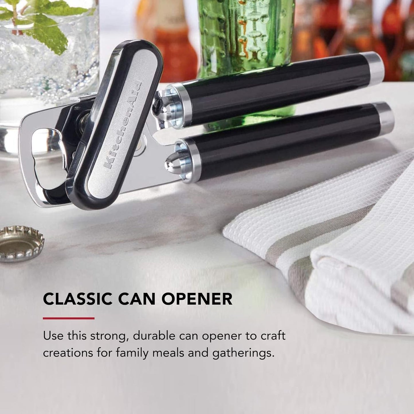 Multifunction Can Opener and Bottle Opener Easy to Use, Razor Sharp Stainless Steel Cutting Wheel, Soft Ergonomic Handles