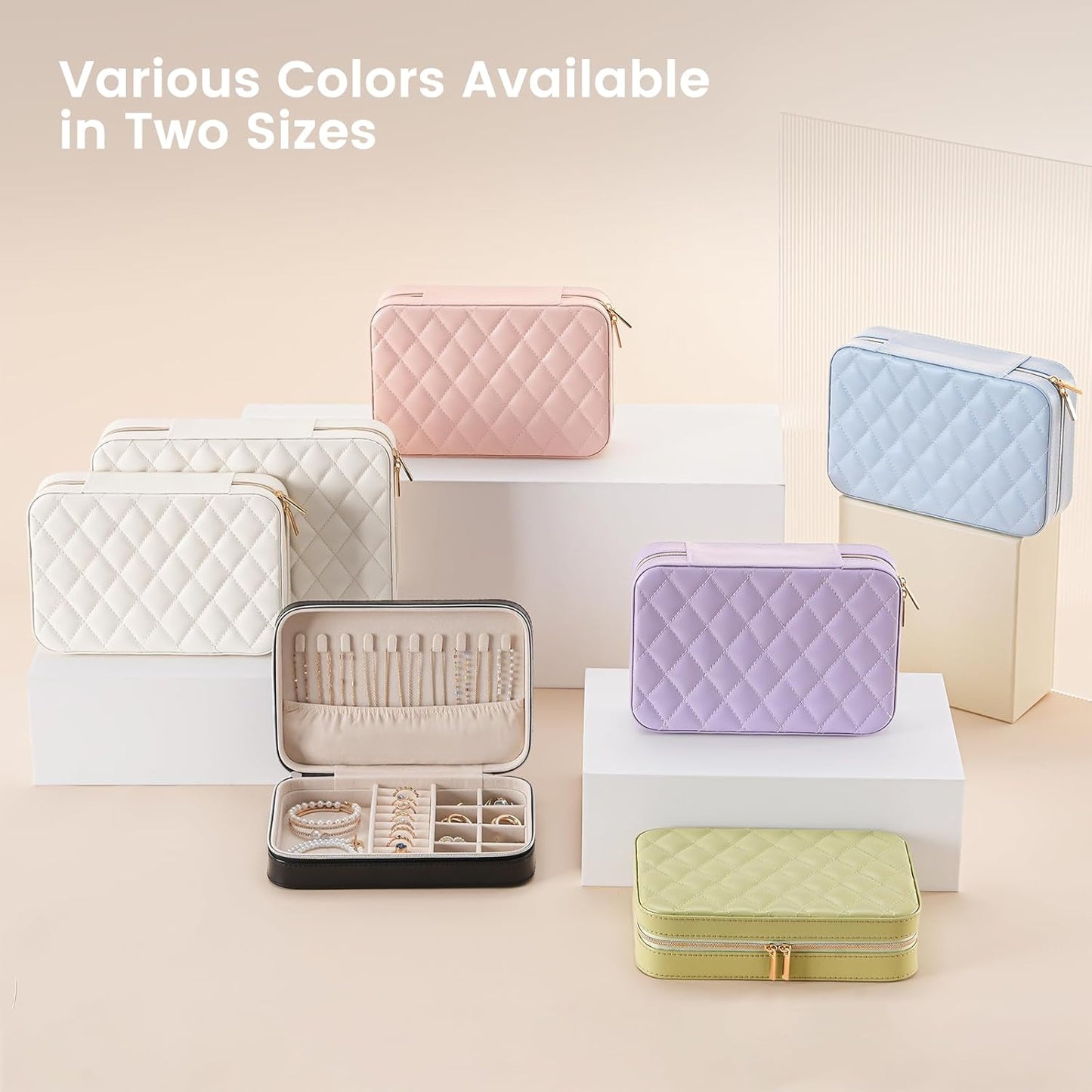 Travel Jewelry Organizer Box with Mirror & Clear Storage Bag, Small Portable Traveling Earring Necklace Bracelet Ring Case