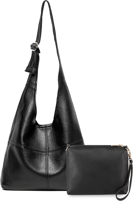 Hobo Bags Purse for Women Ultra Soft Foldable Shoulder Slouchy Handbags with Cosmetic bag