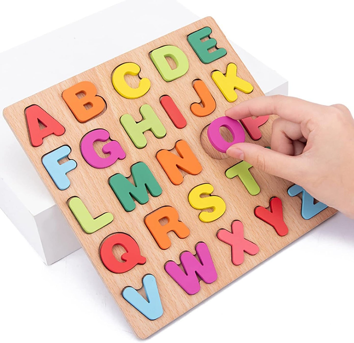 OMOMMD Wooden Puzzles for Toddlers, 3pack Alphabet Shape Puzzles for Kids 3 Wooden Montessori Toddler Alphabet Number Shape for Kids 3 Years Old Boys & Girls