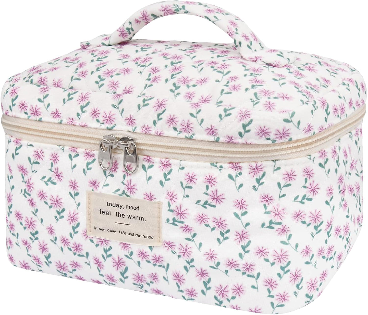 Large Makeup Bag, Cute Cosmetic Bag for Women Girls, Floral Coquette Aesthetic Toiletry Bag, Travel Make Up Organizer Bag (BDLH)