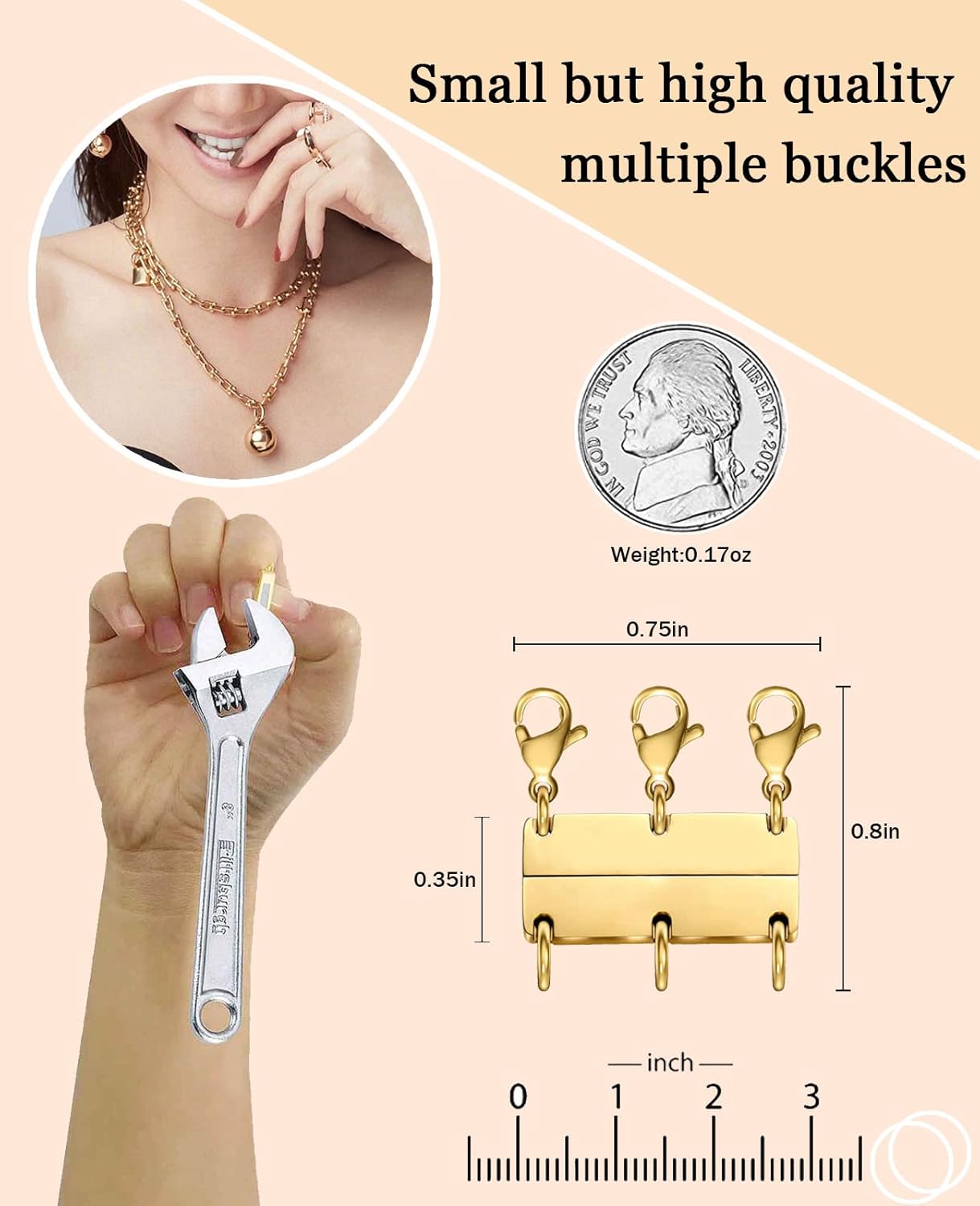 Magnetic Layering Clasp - Gold & Silver Multi-Necklace Connector for Layered Look