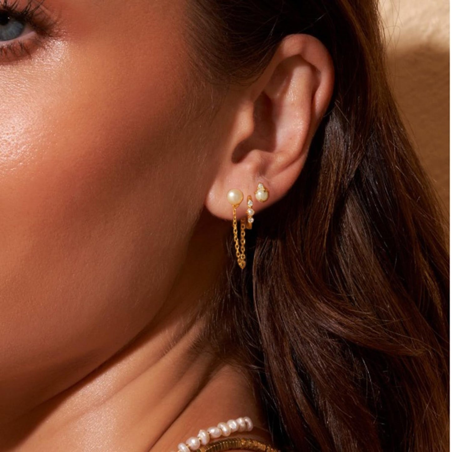 Gold Earrings for Women, 14k Gold Plated Dangle Huggie Earrings for Women Trendy Dainty Gold Hoop Earring Stacks