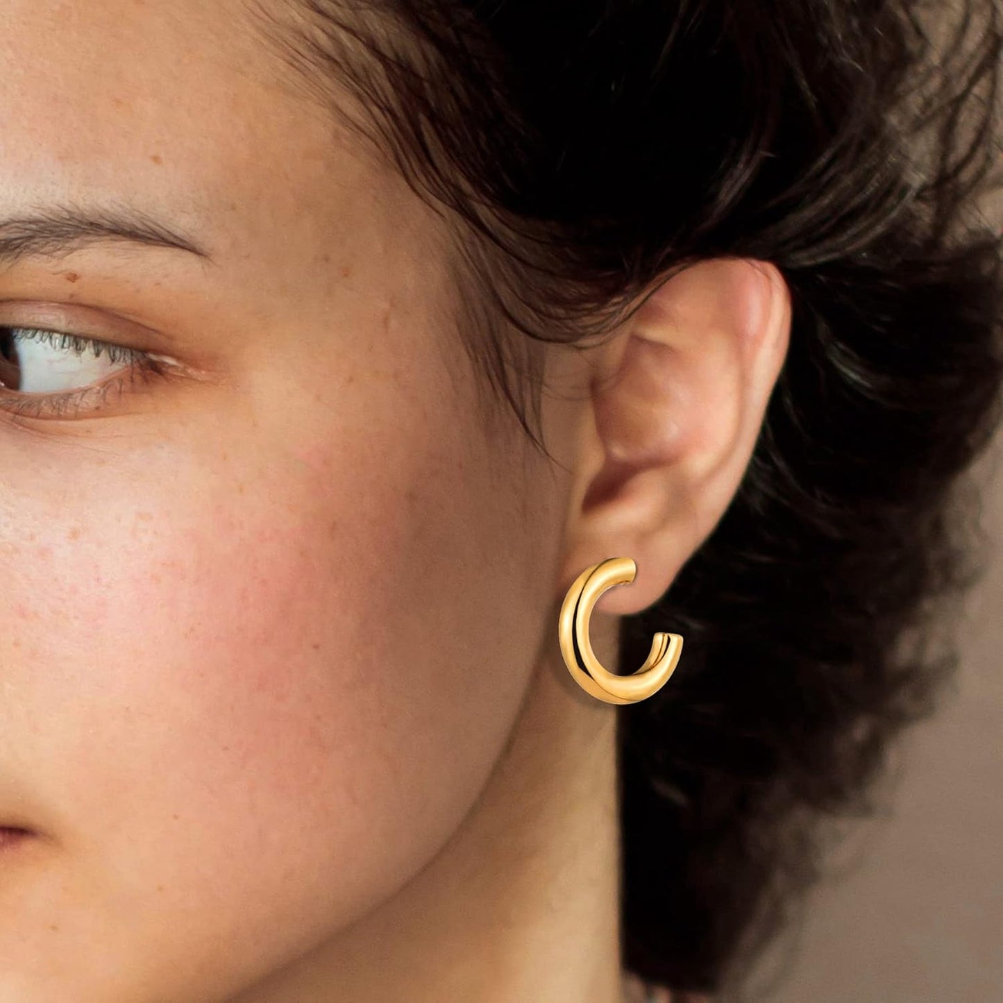6 Pairs 14K Gold Hoop Earrings for Hoop Earrings Multipack Thick Open Twisted Huggie Hoops Earring Set Jewelry for Gifts.
