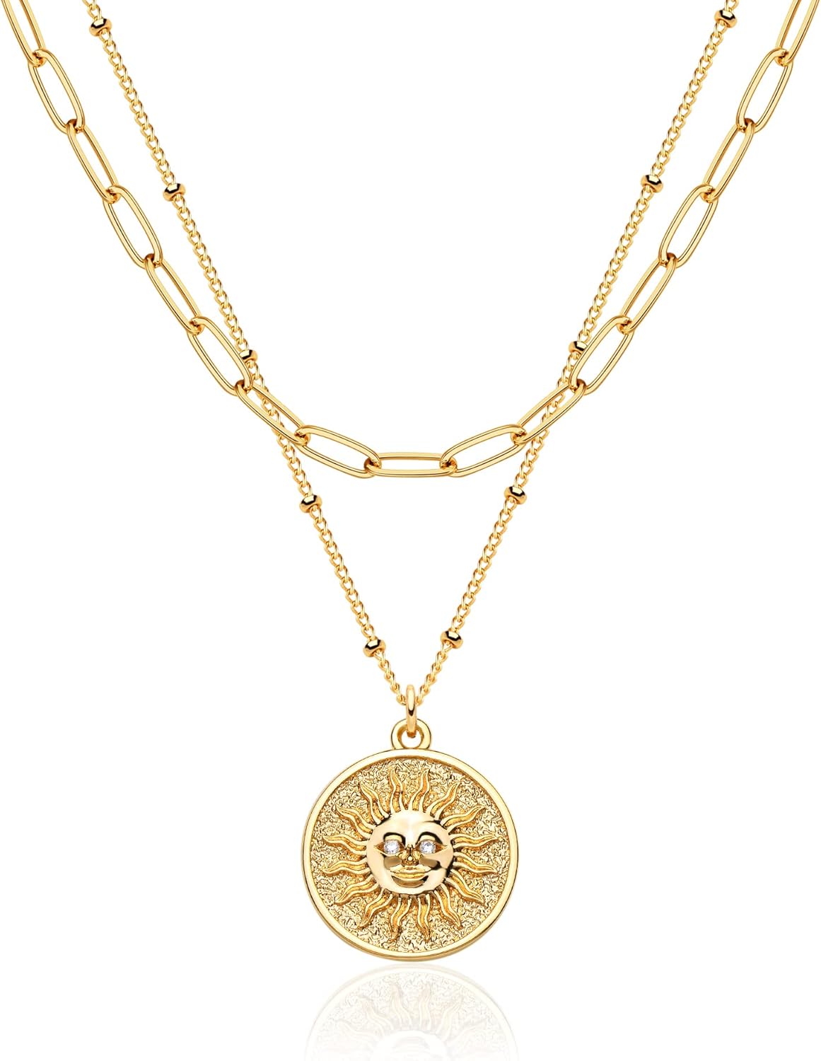 Layered Heart Necklace, Handmade 18K Gold Plated Dainty Choker With Arrow Bar Pendant for Women