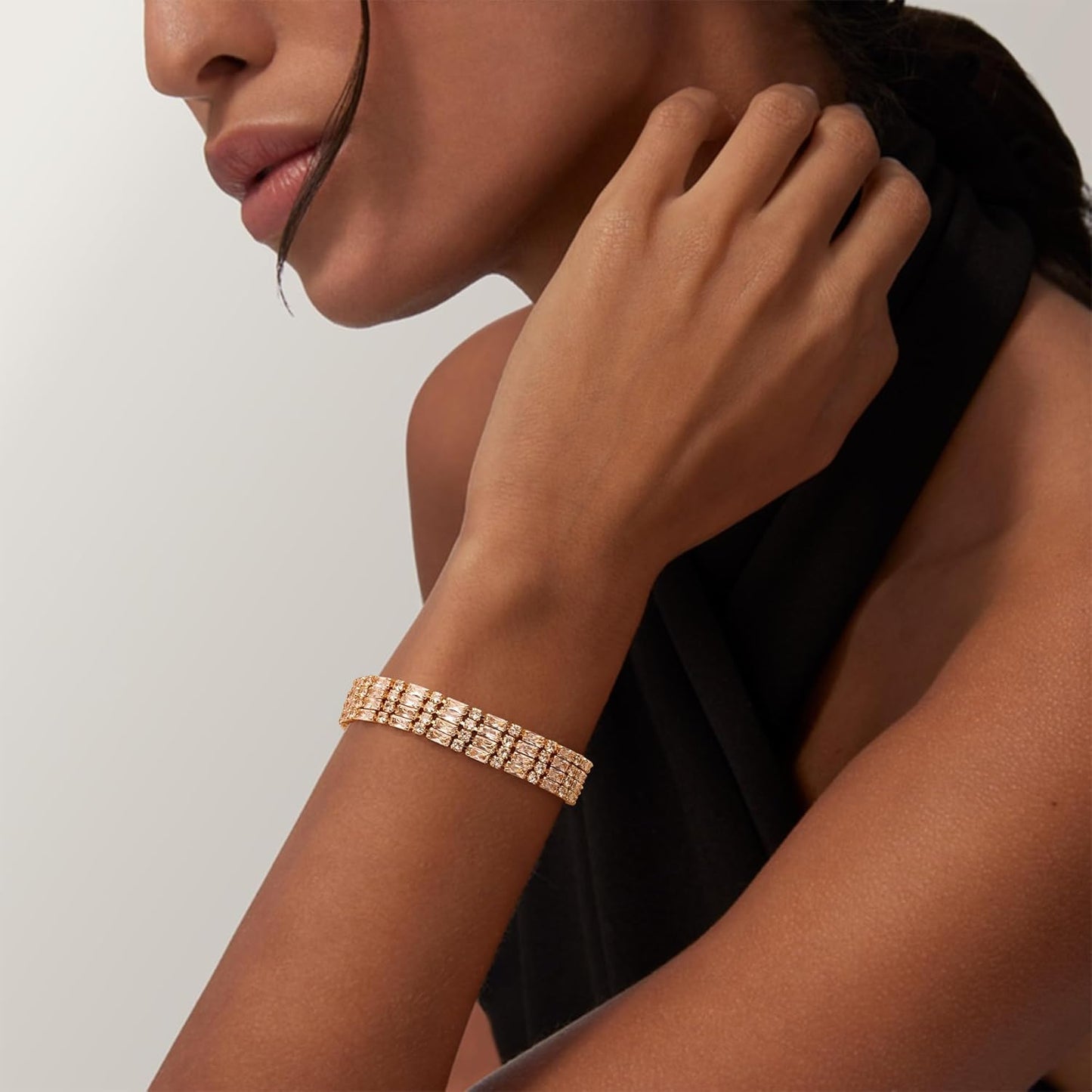 14K Gold Plated Tennis Bracelet for Women – Classic CZ Link Design, Fits 6.0"–7.2" Wrists – Stylish Sparkling Jewelry Gift