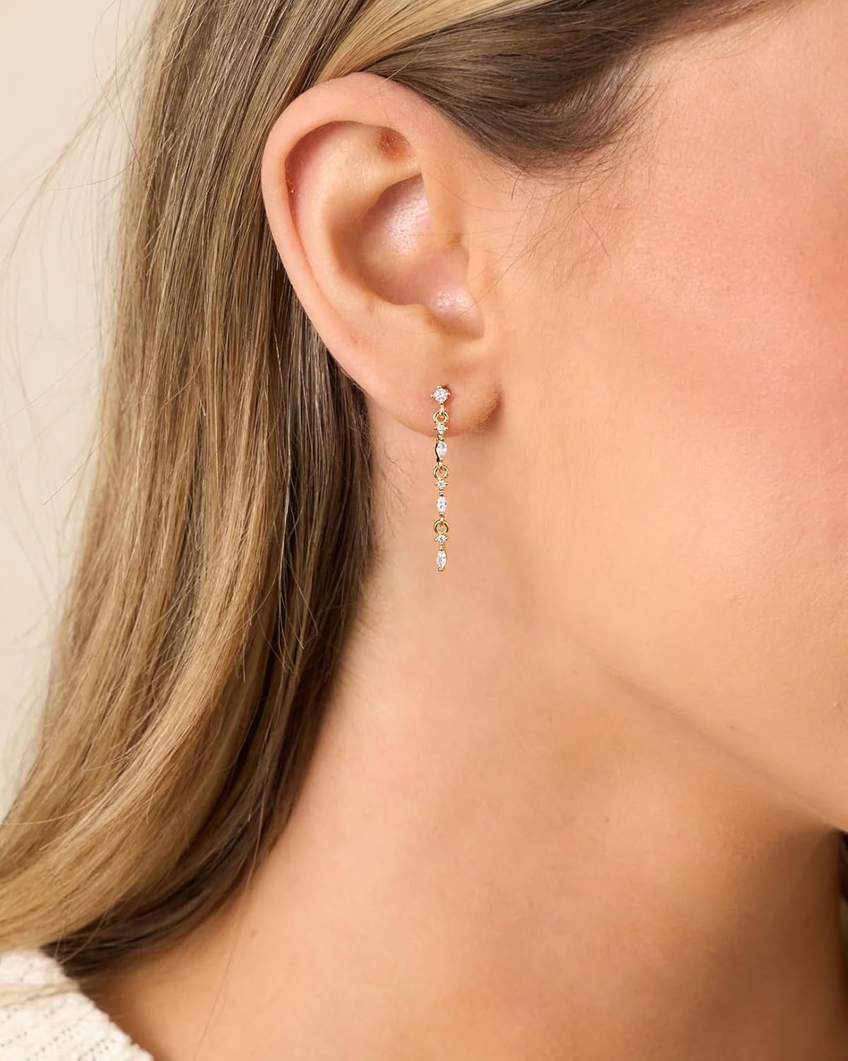 Cubic Zirconia Earrings - 14K Gold Plated Cubic Zirconia CZ Wedding Earrings for Women Bridal Bridesmaid