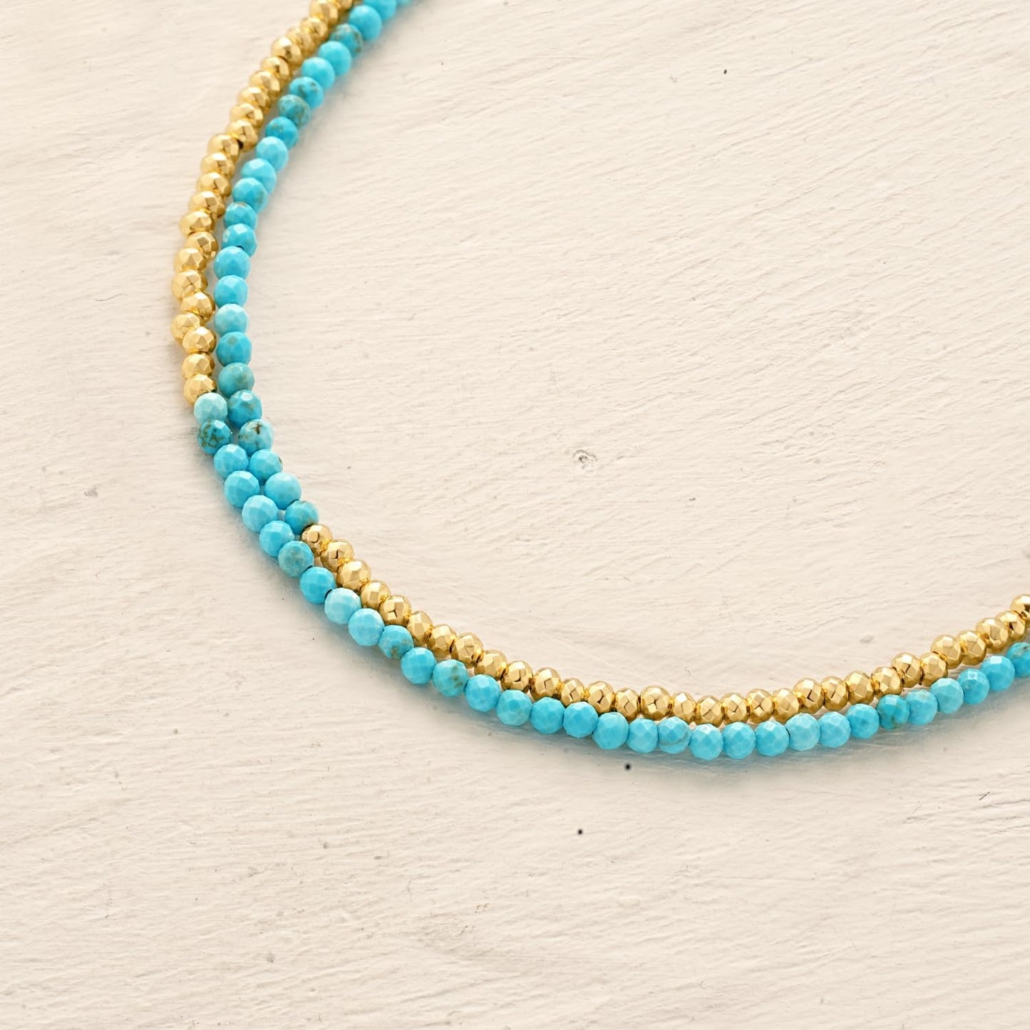 Women Beaded Bracelet Gold Double Layer Gemstone 14K Simple Dainty Handmade Chain Everyday Boho Beach Jewelry