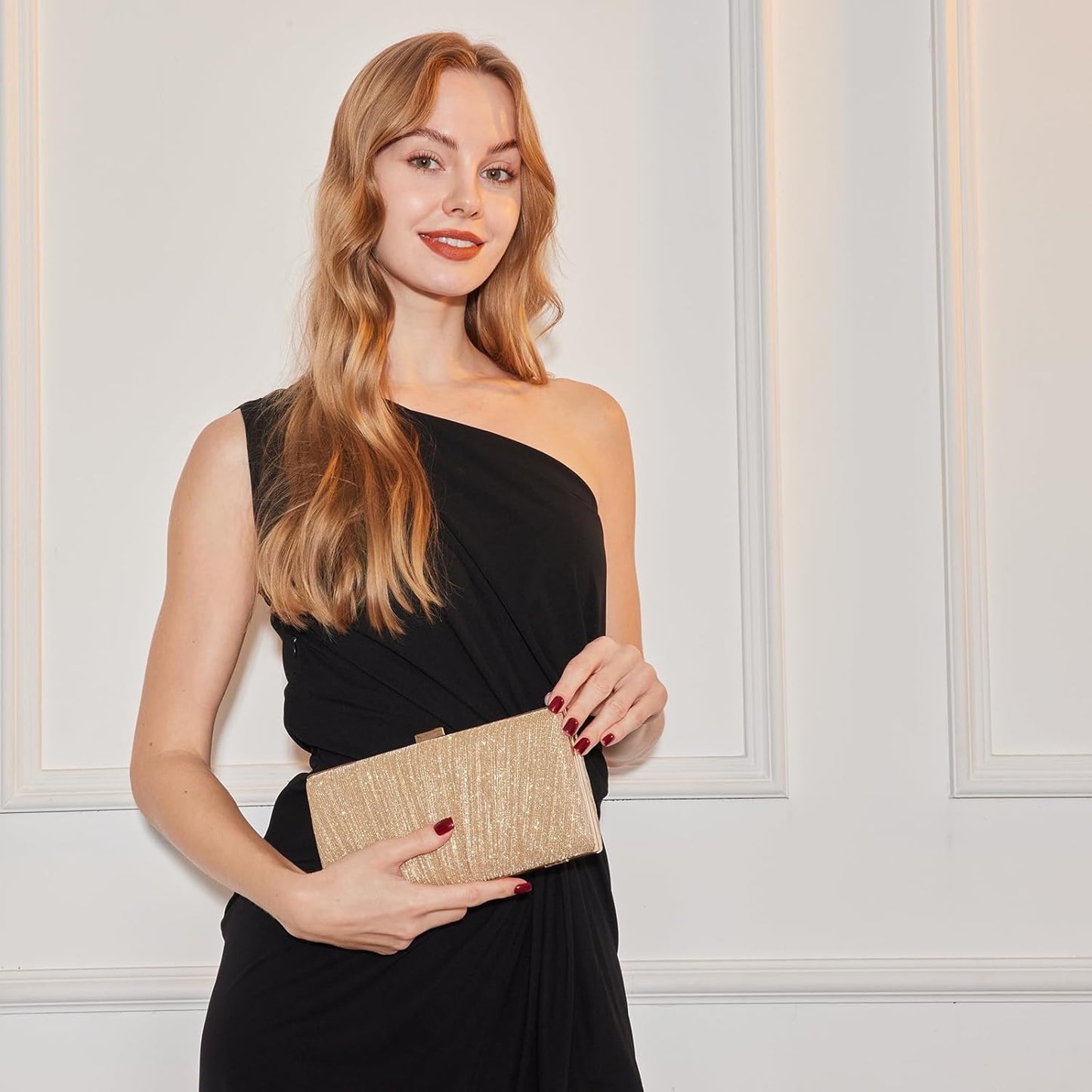 Clutch Purses for Women Pleated Evening Handbag with Chain Prom, Cocktail, and Wedding