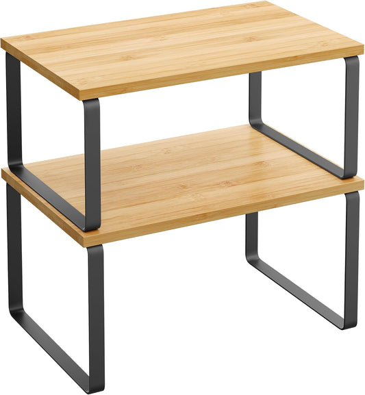 Cabinet Organizer Shelf, Set of 2 Kitchen Counter Shelves, Kitchen Storage, Spice Rack, Stackable