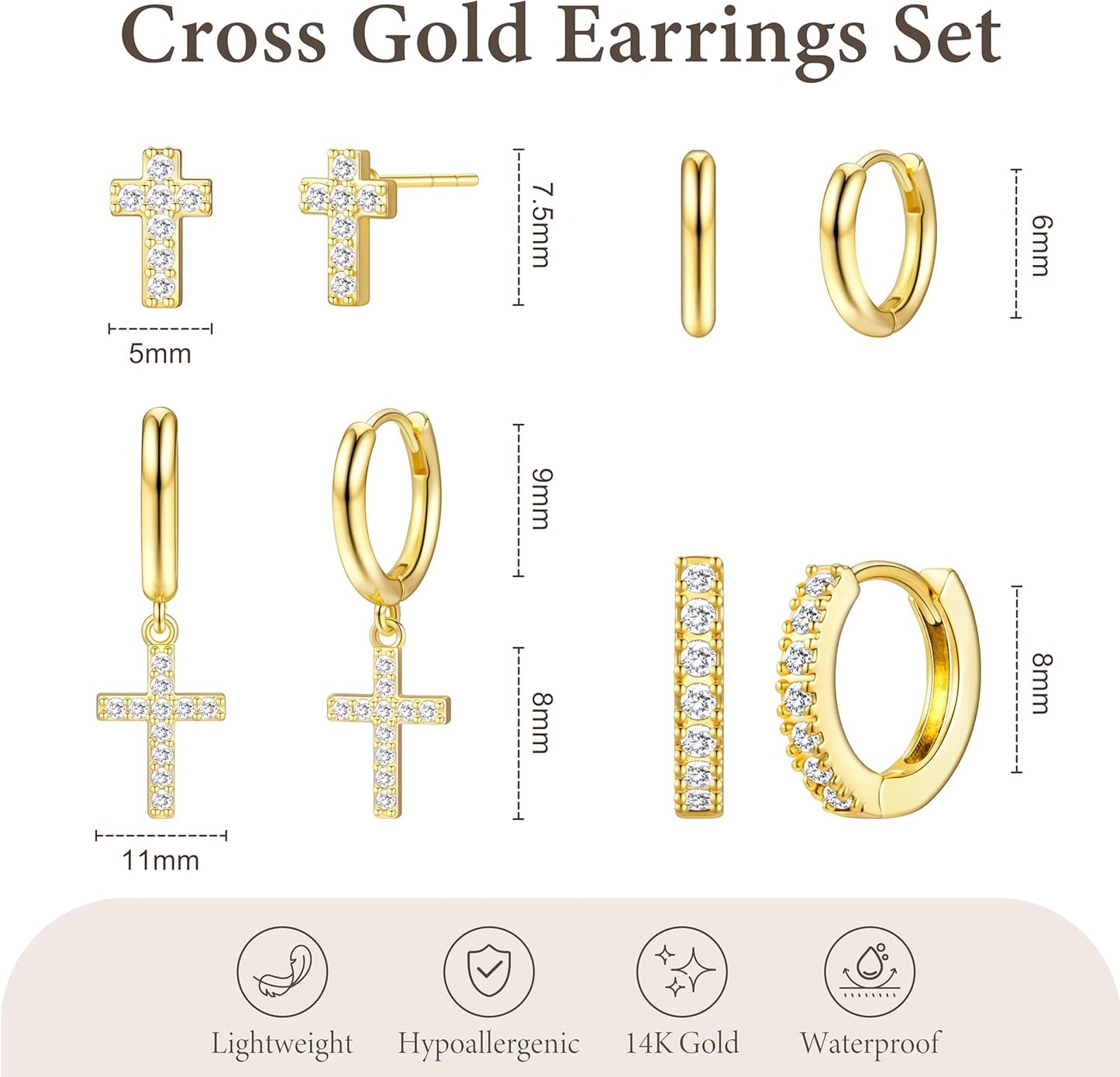 Small Gold Huggie Hoop Earrings Set for Women Men Hypoallergenic 14K Plated Stack Cartilage Earrings, Multiple Piercing