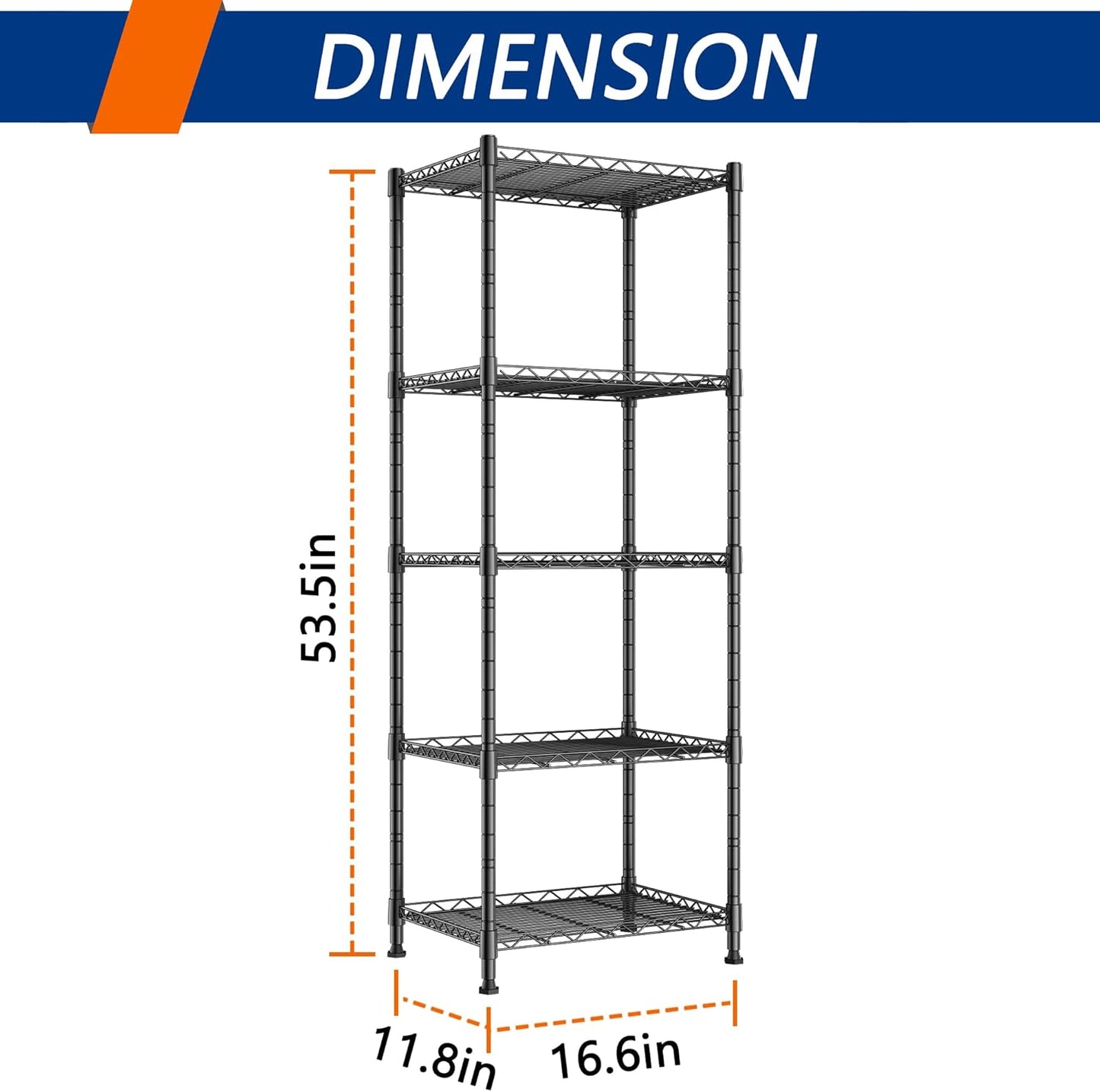 5-Wire Shelving Metal Storage Rack Adjustable Shelves,Standing Storage Shelf Units