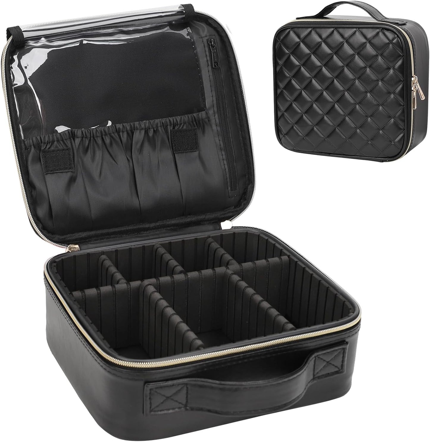 Travel Makeup Case Organizer Portable Artist Storage Bag with Adjustable Dividers