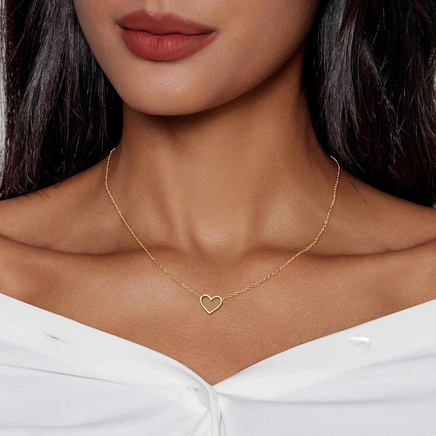 Heart Necklace: 18K Gold/Silver Plated Tiny Pendant, Dainty Valentine's Gift For Women & Teens