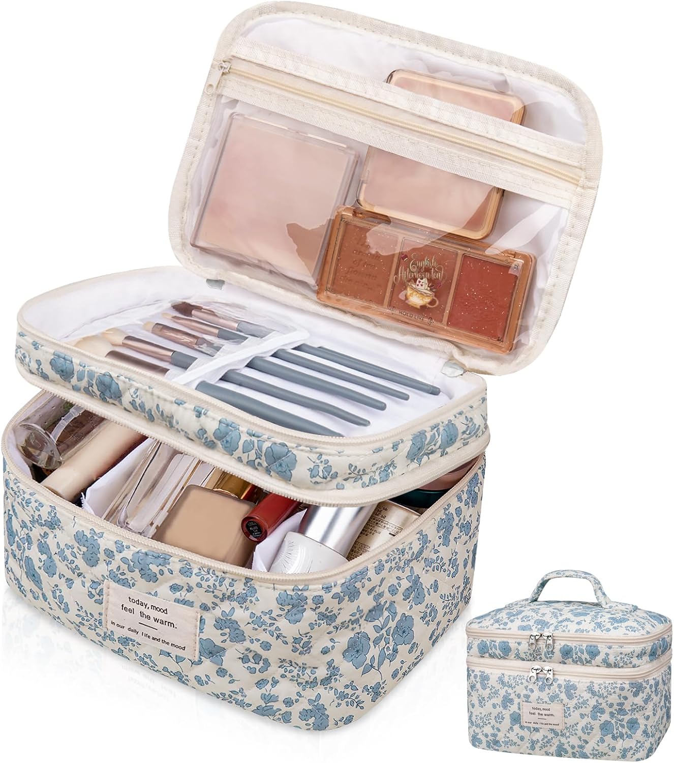 Large Makeup Bag, Cute Cosmetic Bag for Women Girls, Floral Coquette Aesthetic Toiletry Bag, Travel Make Up Organizer Bag (BDLH)