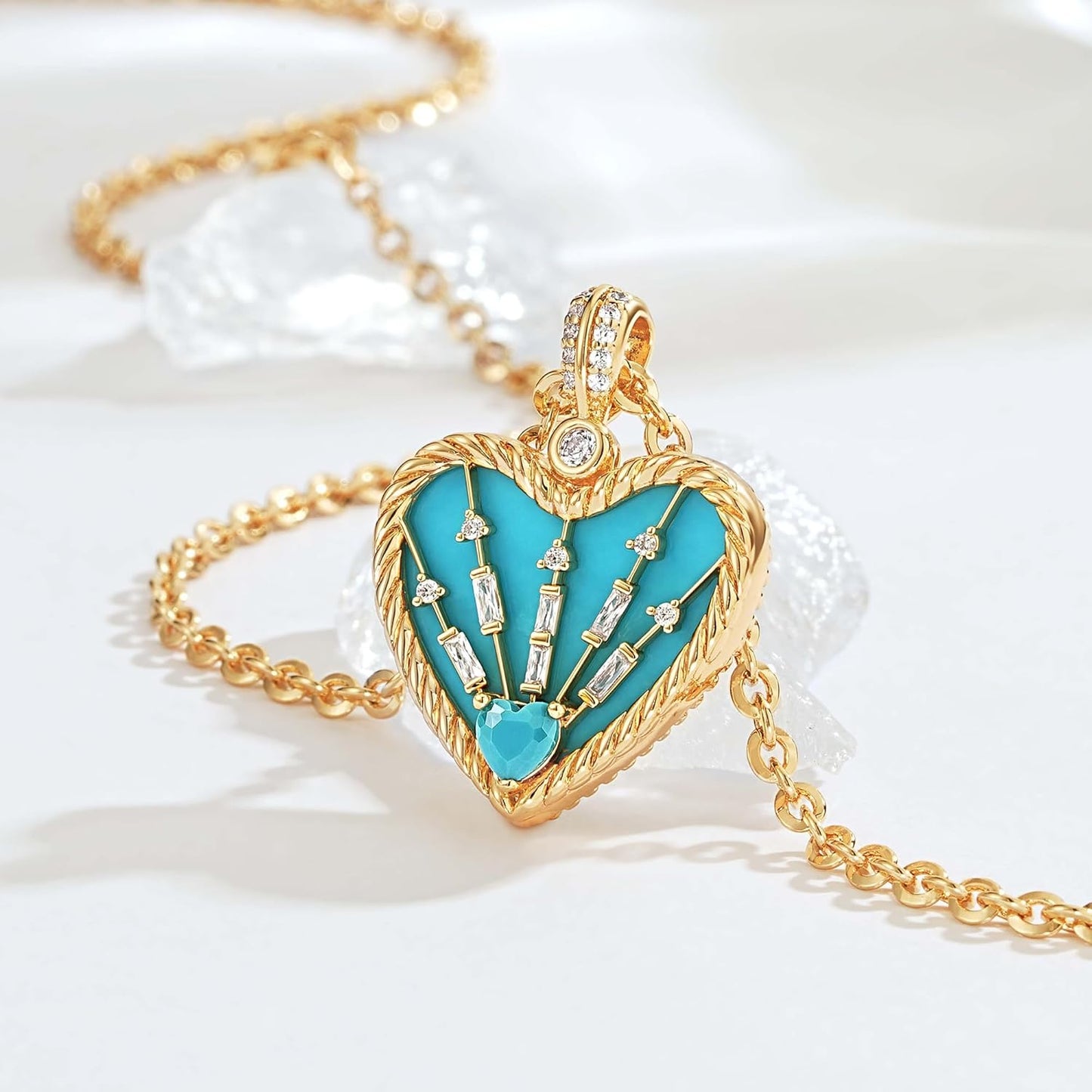14K Gold Double-Sided Heart Necklace - Valentine's Gift for Wife/Mom, Dainty Gold Jewelry