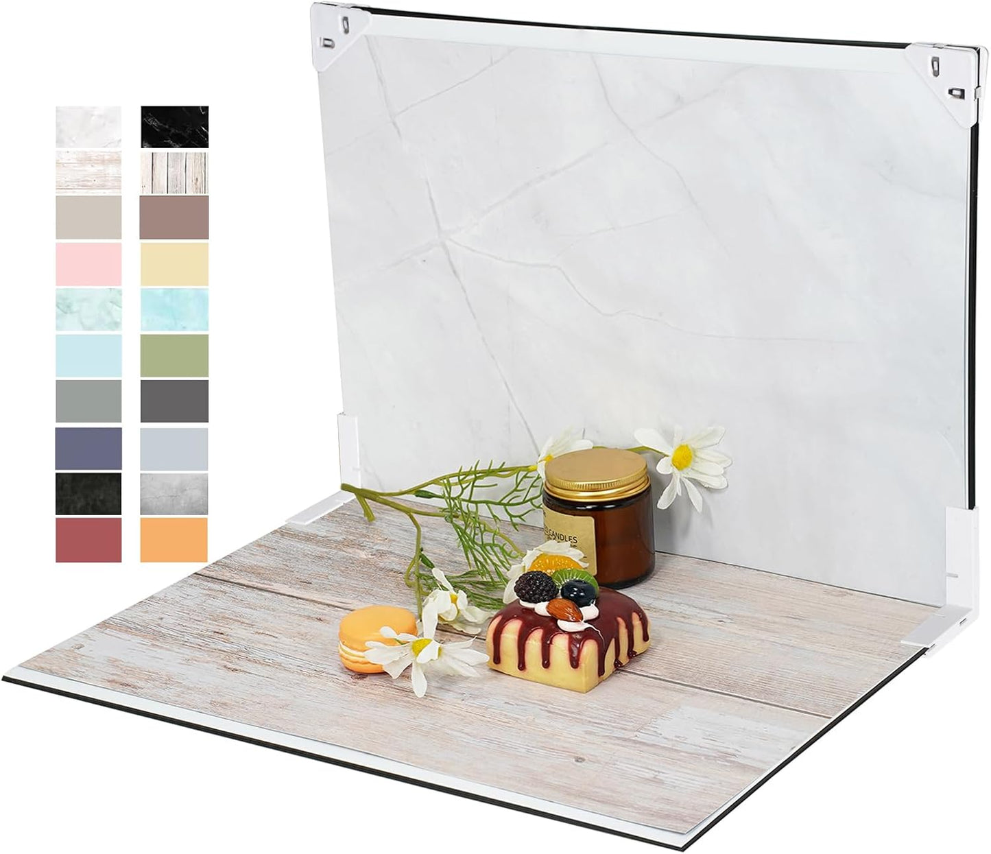 OMOMMD  Photo Backdrop Board Product Photography: 10pcs 20patterns Table Top Food Background Kit - Flat Lay Props for Jewelry.(Small Size 16.5x11.7in)