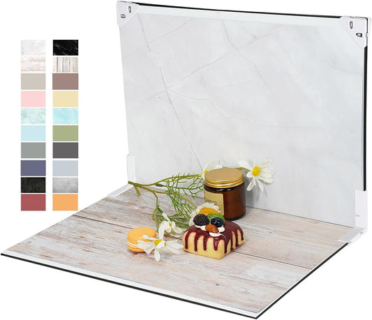 OMOMMD  Photo Backdrop Board Product Photography: 10pcs 20patterns Table Top Food Background Kit - Flat Lay Props for Jewelry.(Small Size 16.5x11.7in)