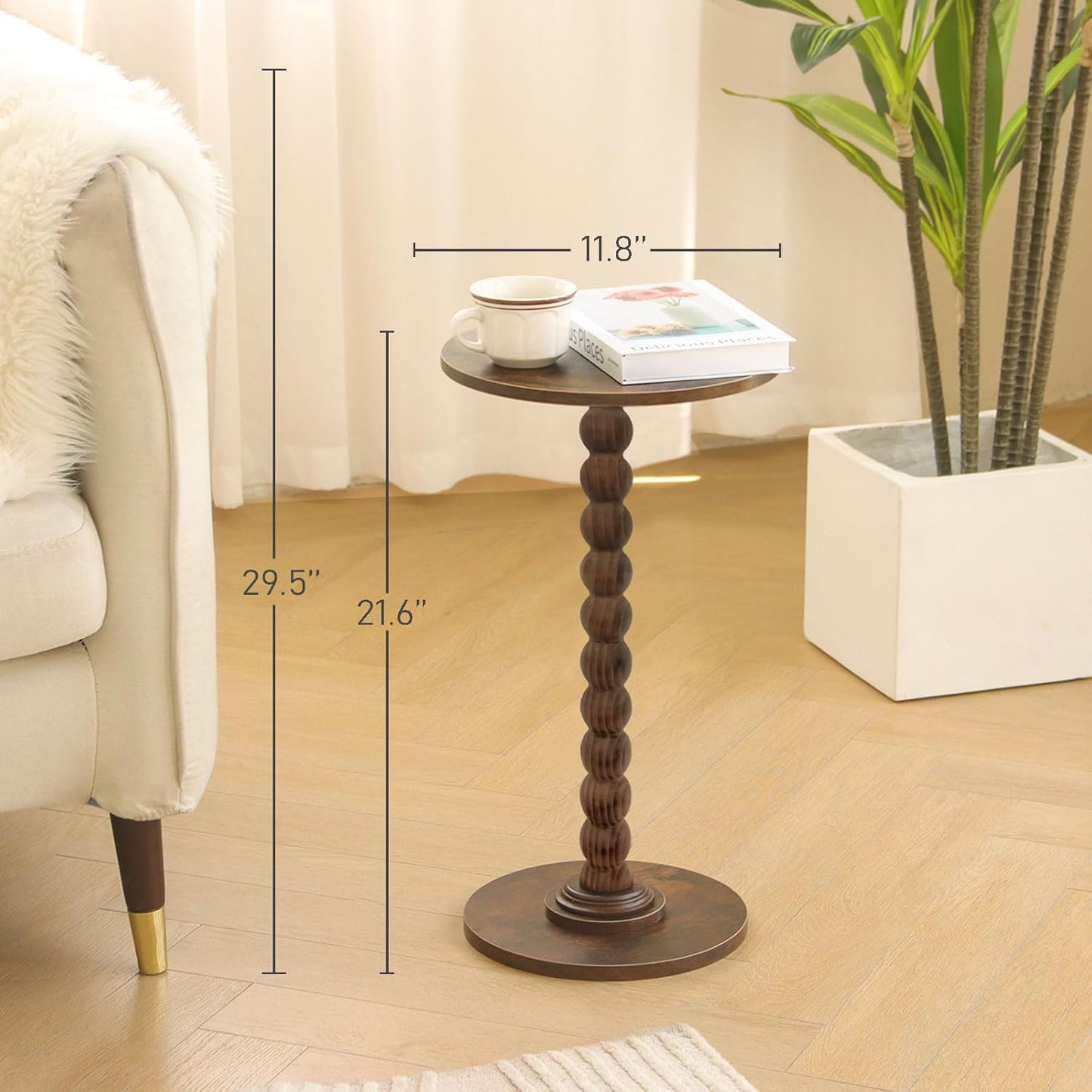 Round coffee table, modern-style , solid wood legs, suitable for living rooms, bedrooms, corners and offices.