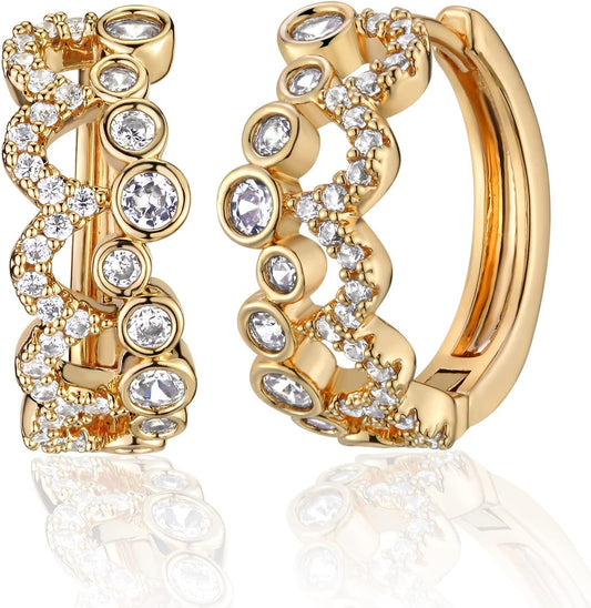 Cubic Zirconia Huggie Earrings 14k Gold Plated Tiny Earrings Small Huggie Hoop Earrings Simple Lightweight Hoops Gift for Women