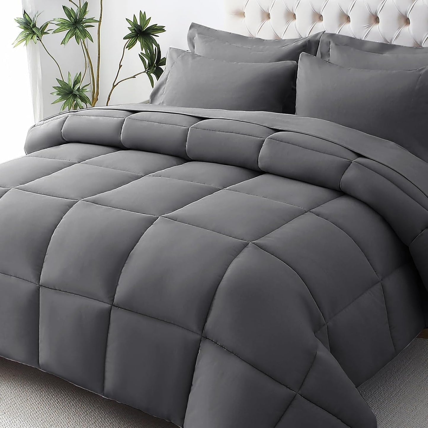 Queen Comforter Set, Ultra-Soft Bed in a Bag Queen Size 7 count
