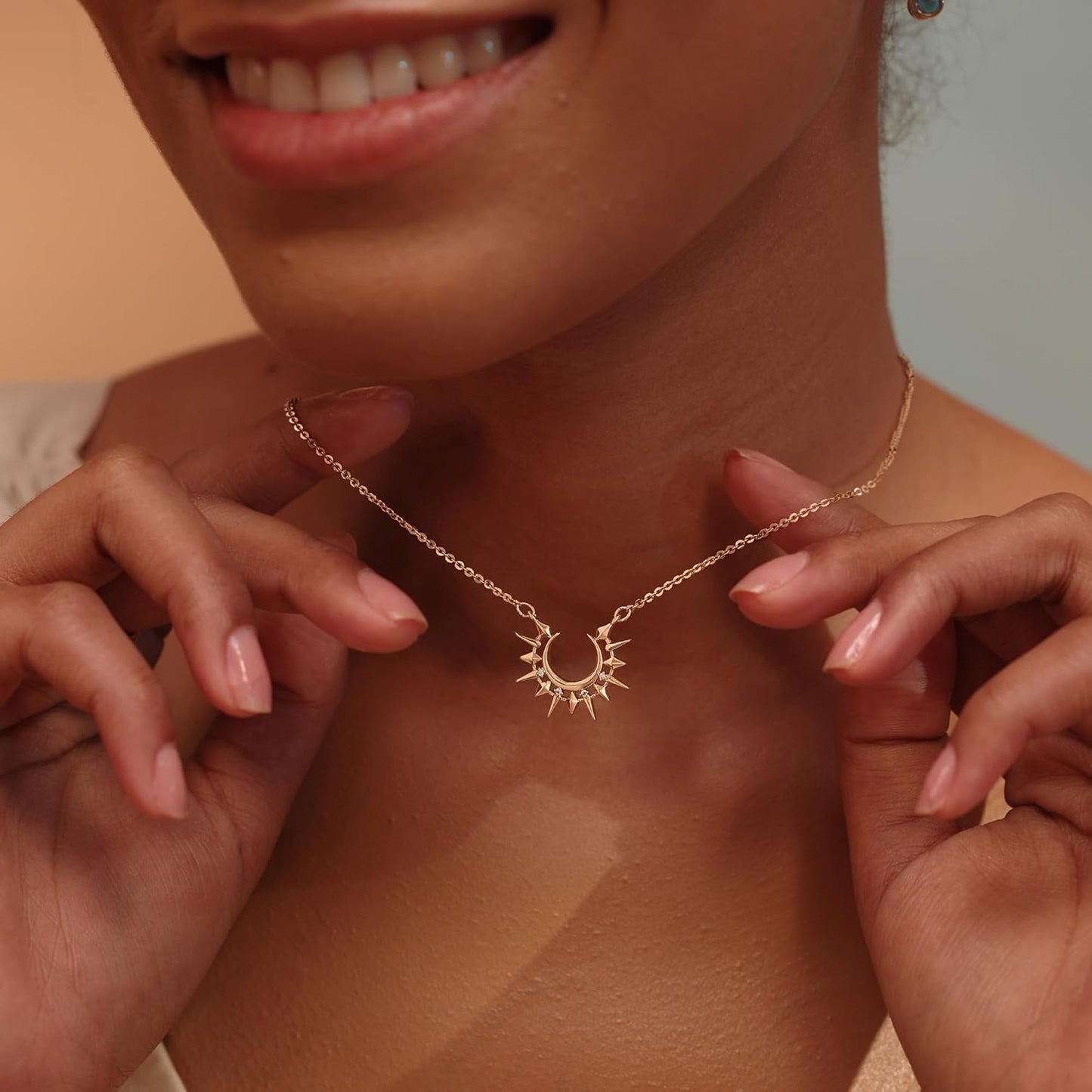 14K Gold Star & Moon Necklace - Dainty Pendant Chain for Women, Mother's Day/Valentine Gift