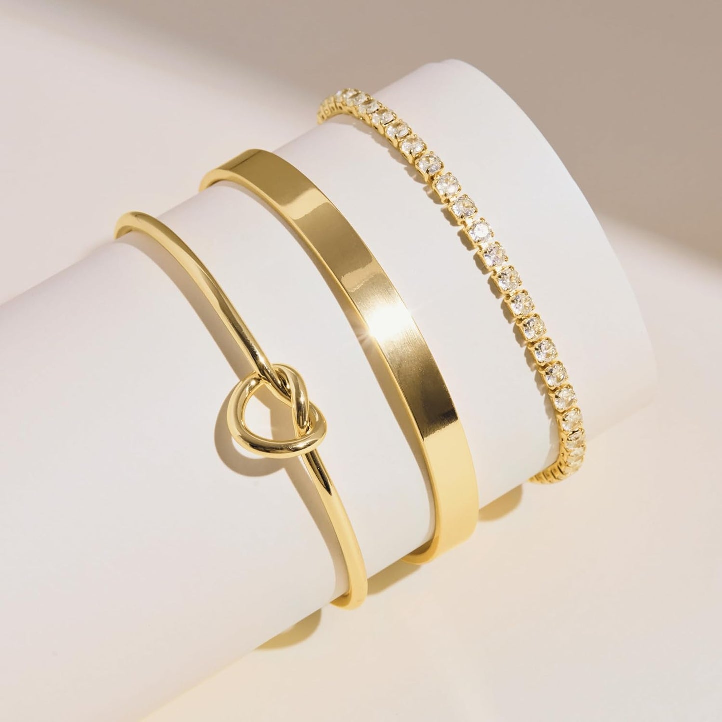 Gold Bracelets for Women Non Tarnish Dainty 14K Real Gold Plated Bangle Cuff Bracelets Stack for Women