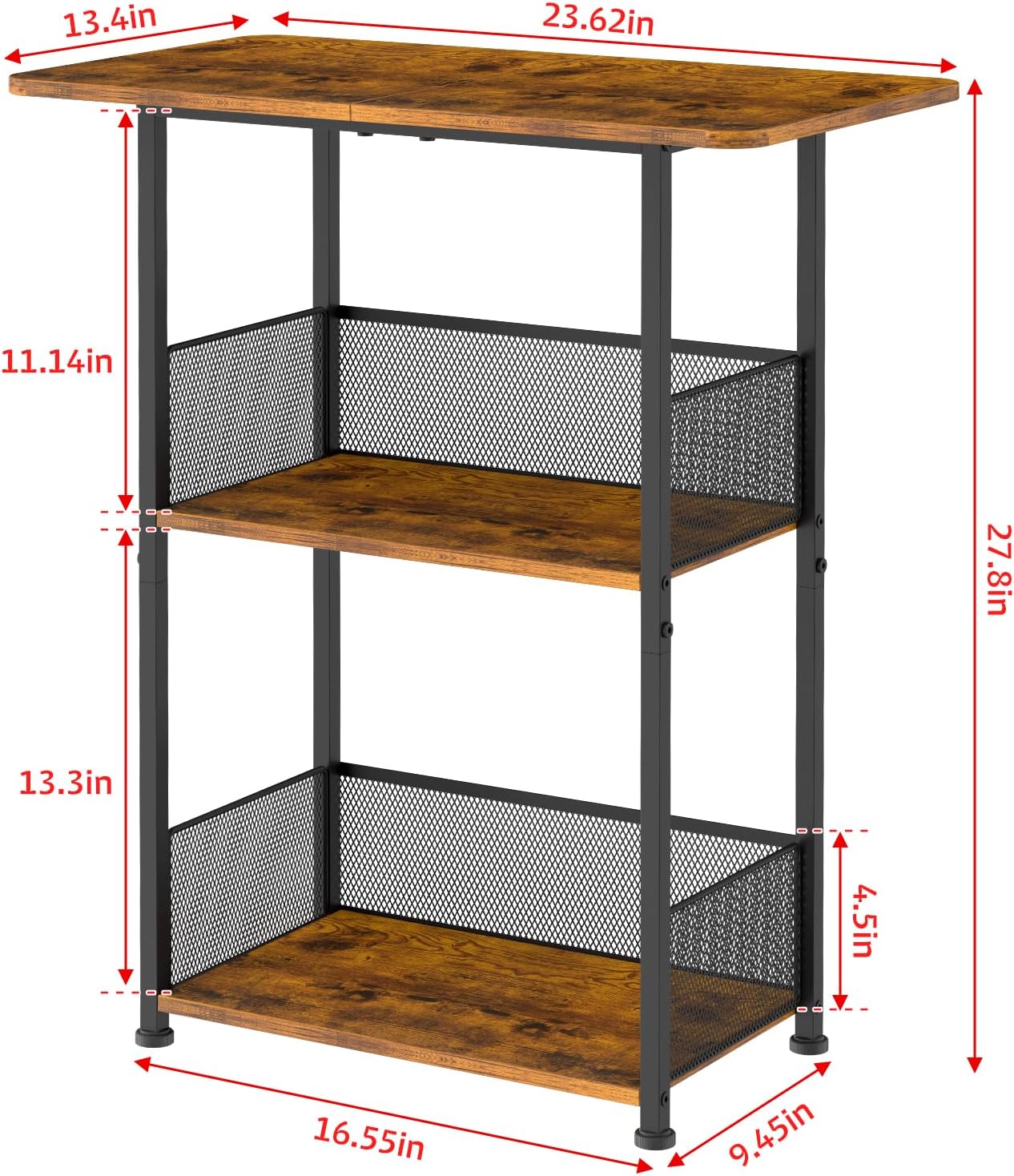 Mini Floor Standing Coffee Bar Shelf,3-Tier Small Coffee Table,Corner Farmhouse Coffee Bar Cabinet;Dining Room
