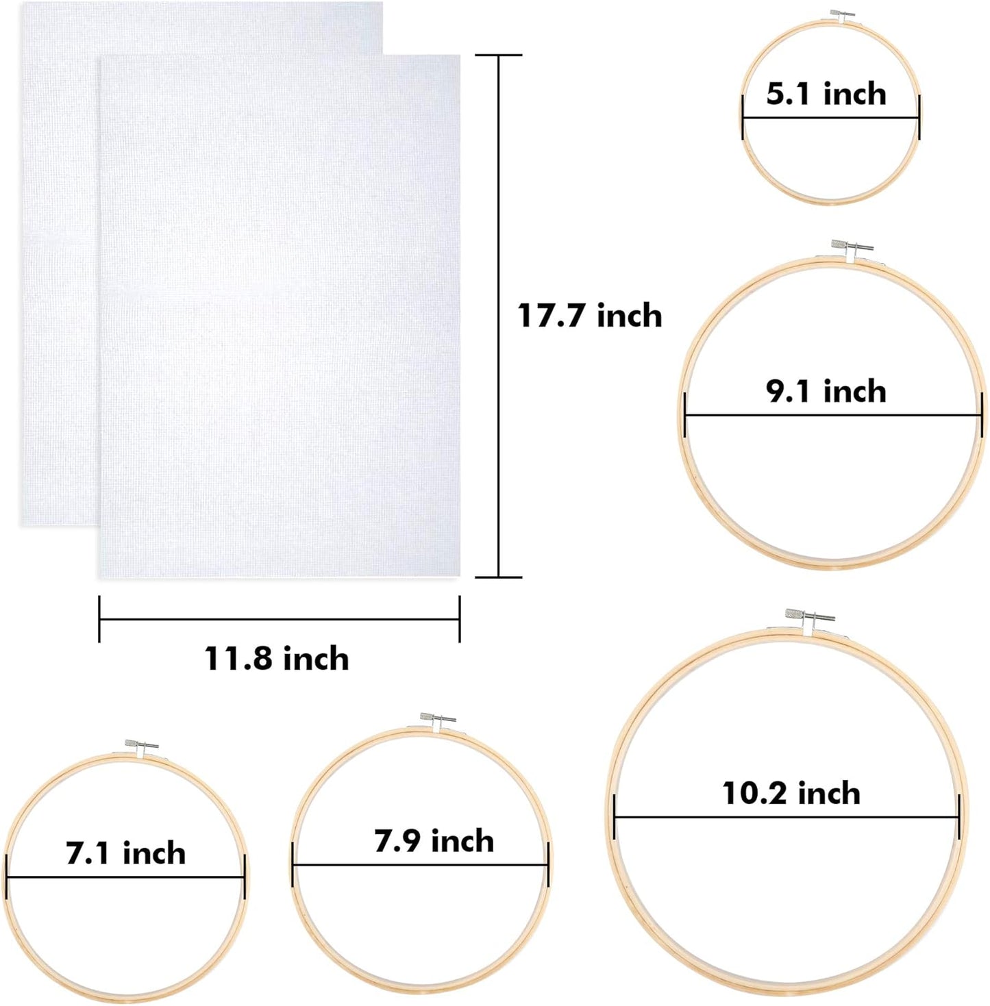 OMOMMD 304 Pack Embroidery Kit, 200 Colors Threads, 5 Pcs Bamboo Embroidery Hoops, 2 Pcs Aida Cloth, Instructions, Bag and Cross Stitch Tools Set, Hand Embroidery Starter Kit for Beginners Adults