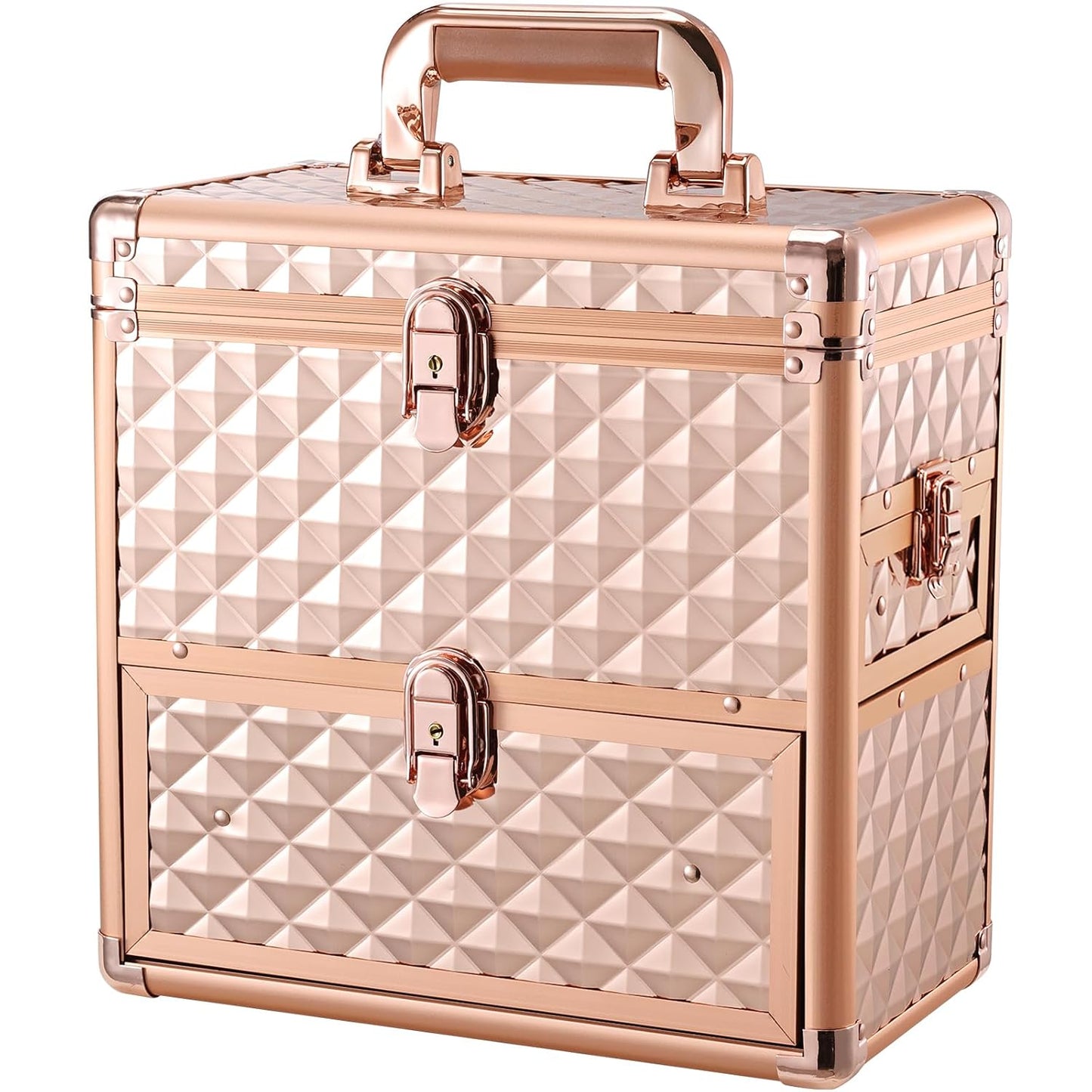 Nail Polish Makeup Case with Drawer and Dividers Manicure  Makeup Box With Mirror Lockable Keys Box