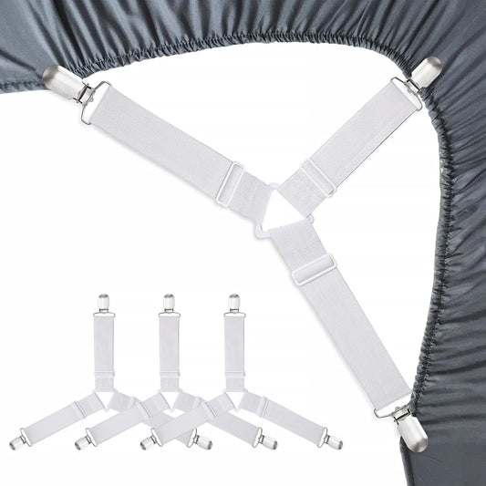 Bed Sheet Fasteners, Bed Corner Holder and Keepers and the Bed Sheet Grippers Clips (Set of 4)