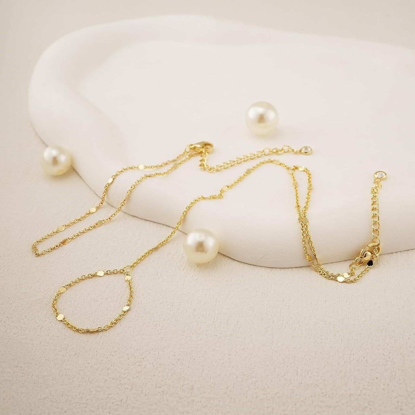 Bracelets for Women 14K Gold Silver Plated Ring Bracelet Hand Chain Dainty Evil Eye Heart Clover