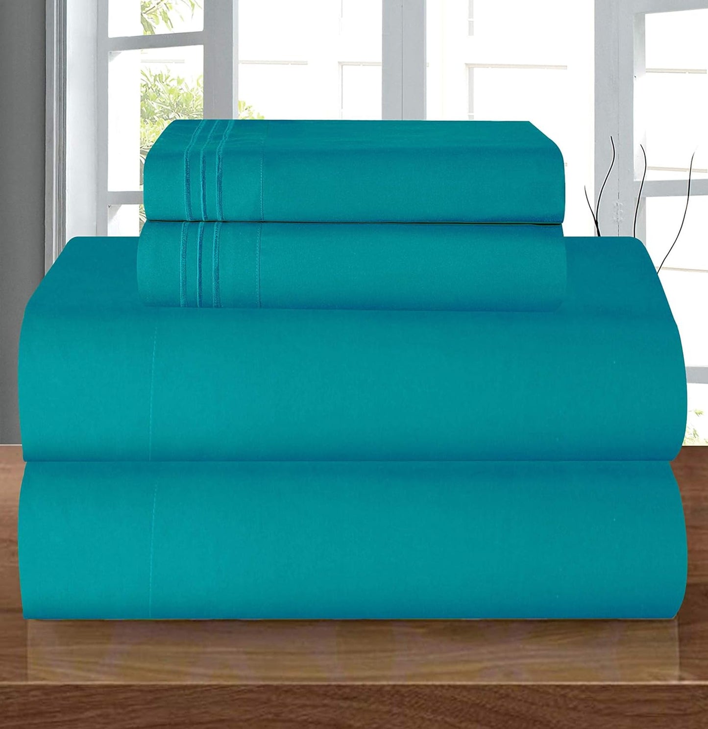 Resistant Coziest Bedding Set, All Around Elastic Fitted Sheet, Deep Pocket up to 16inch, Queen