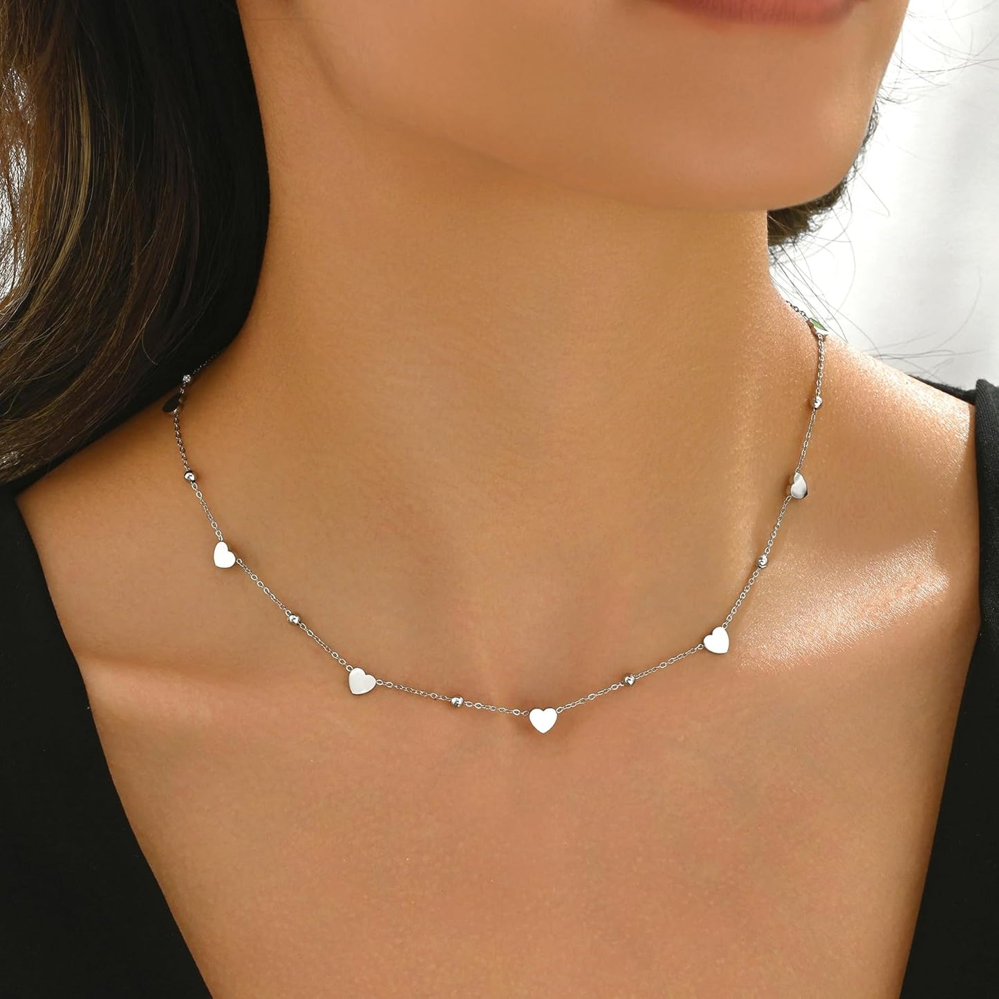 Colorful Beaded Necklace - Freshwater Pearl & Evil Eye Pendant, Stainless Steel 18K Gold Plated Y2K Trendy Jewelry for Women & Teen Girls