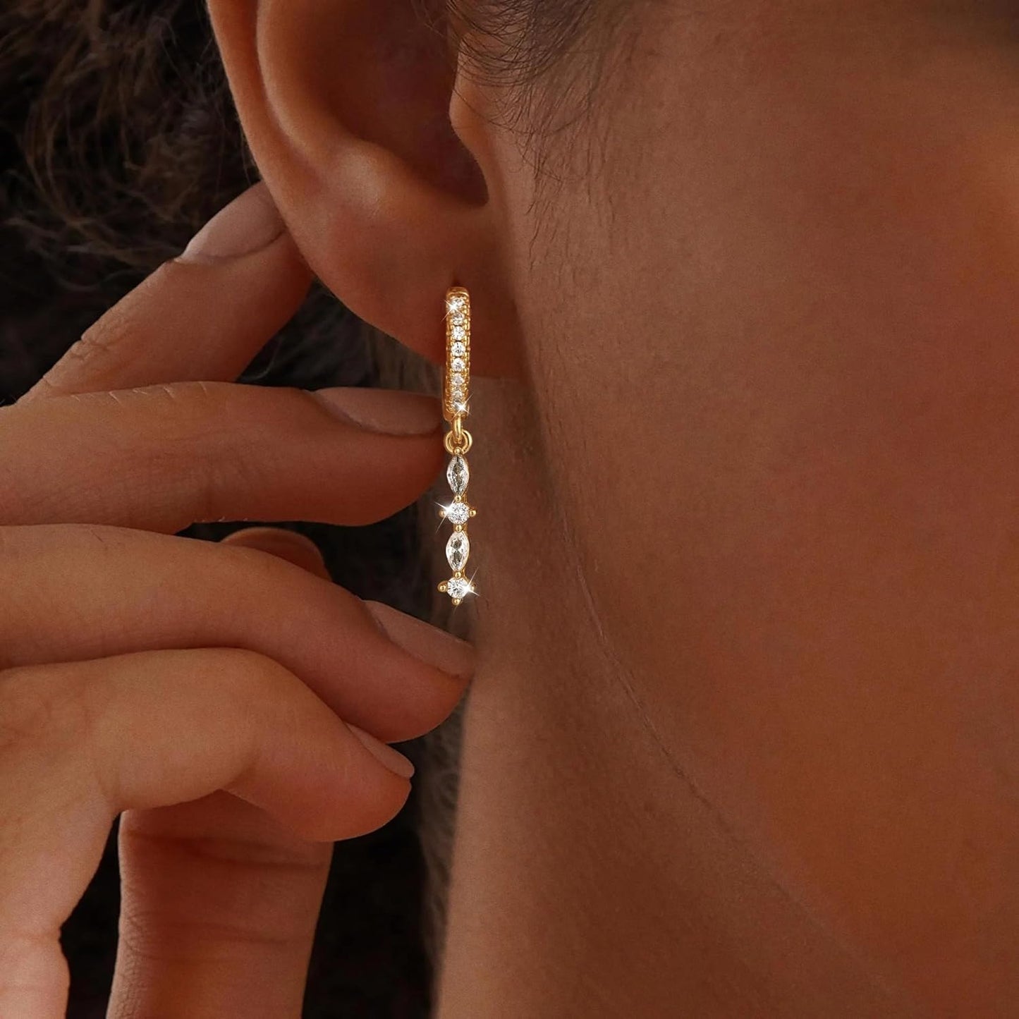 Dangle Earrings for Women 14K Gold Plated Dangly Dangling Earrings Dainty Trendy Drop Hypoallergenic Square