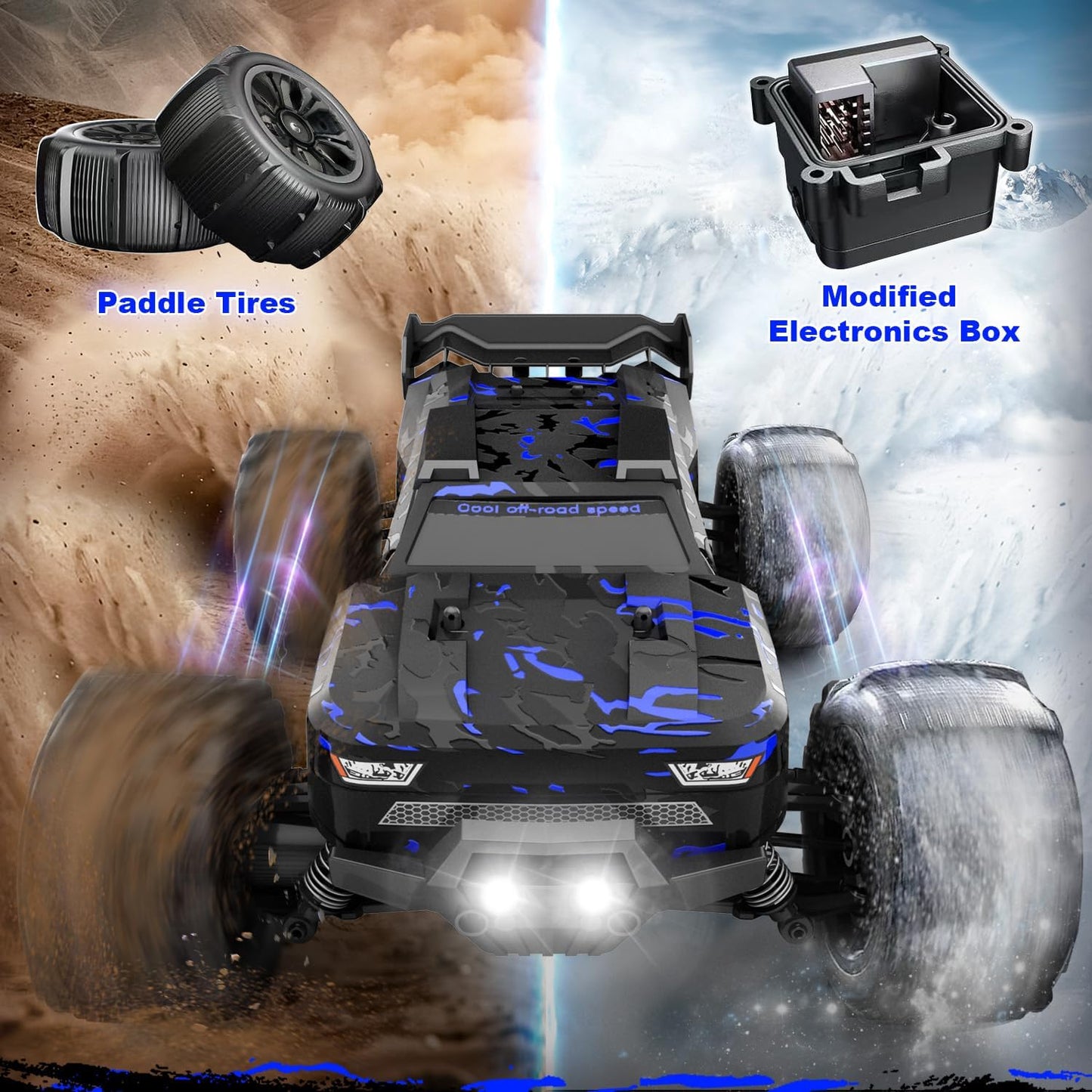 OMOMMD 1:14 Scale RC Cars for Adults, 60KPH High Speed RC Truggy, 4X4 Off-Road Remote Control Truck, Waterproof Electric Car with 2S Battery, All Terrain RC Vehicle for Snow, Sand, Beach & Rocky Surfaces