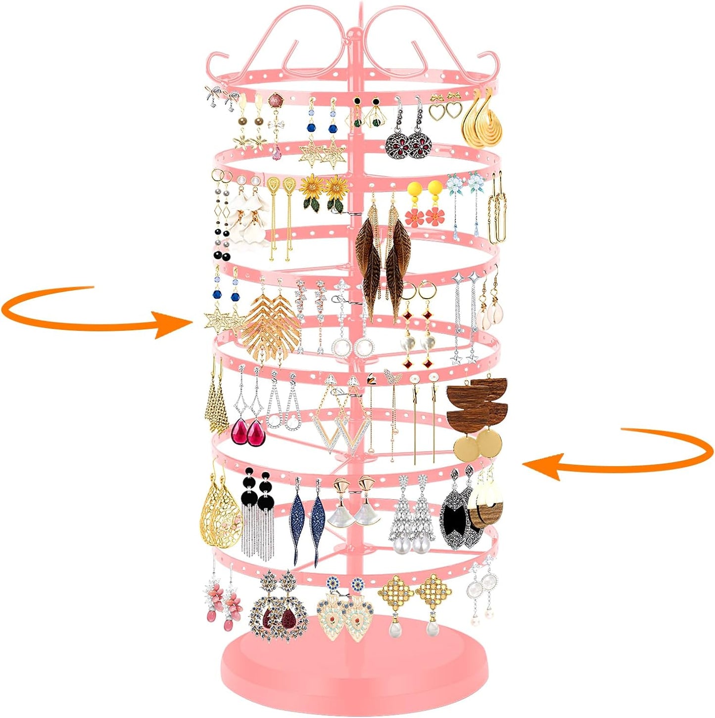 360 Rotating Earring Holder Organizer Stand,5 Tiers Acrylic Jewelry Organizers and Storage,228 Holes and 232 Grooves