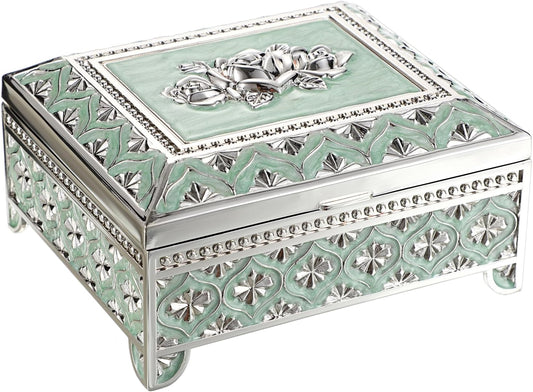 Vintage Metal Jewelry Box Floral Gorgeous Jewelry Trinket Box for Ring Earrings Necklace