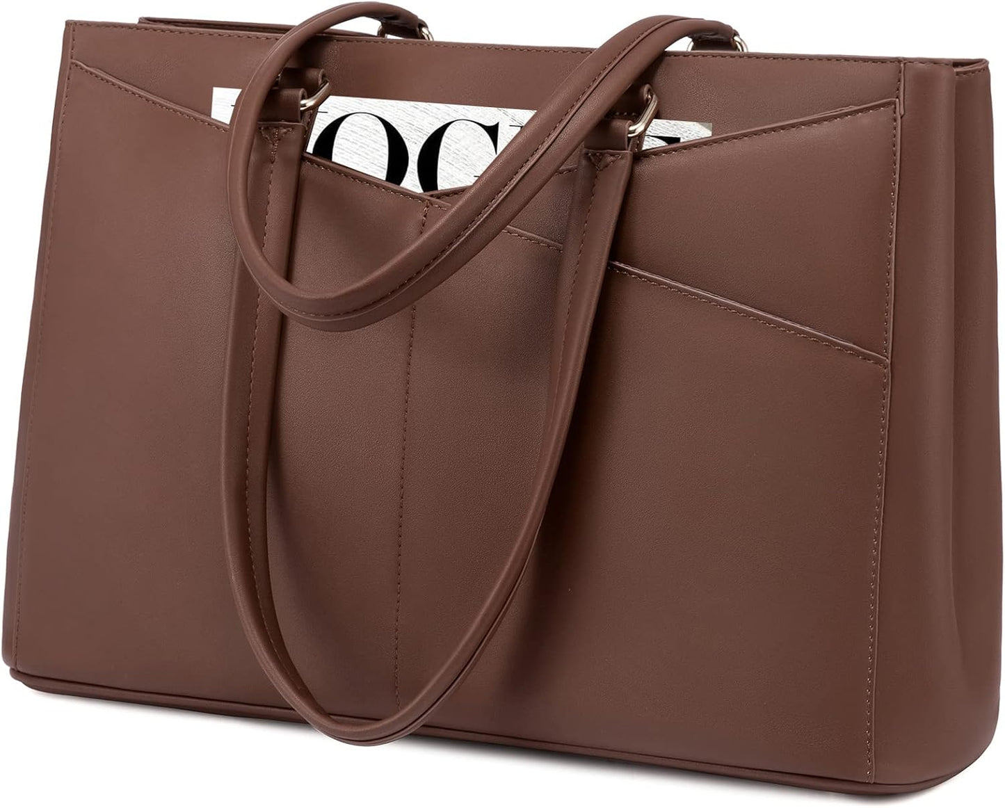 Laptop Tote Bag for Women 15.6 Inch Waterproof Leather Computer Bags Business Office Work Briefcase