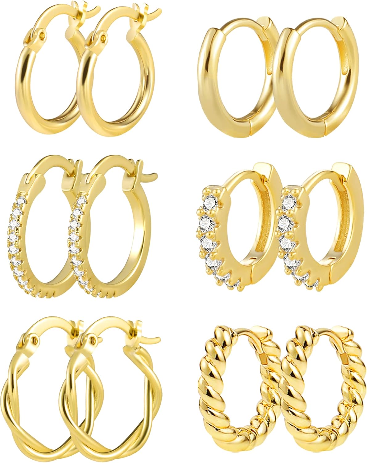 3 Pairs Small Huggie Hoop Earrings Set 14K Gold Hypoallergenic Lightweight Huggie Hoops Earrings for Women Girls