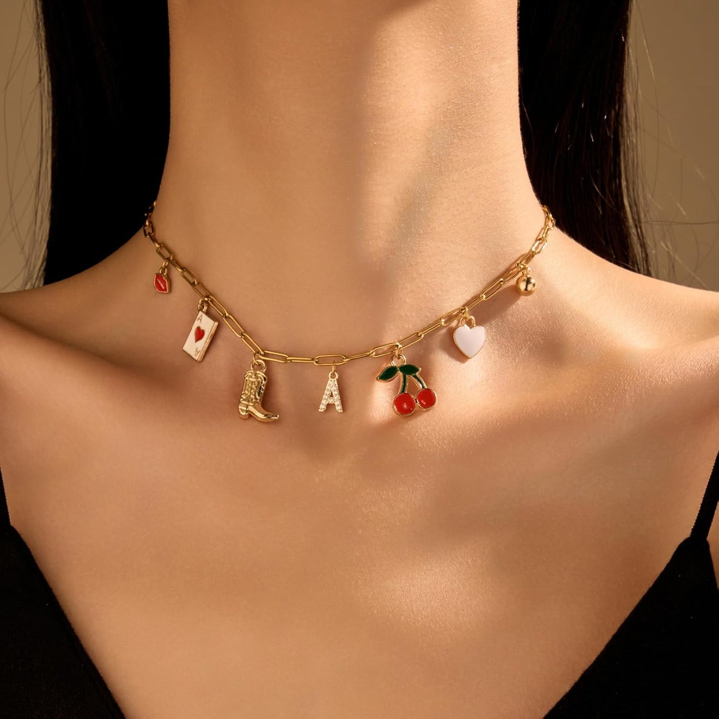 Charm Necklace Western Jewelry for Women Boho Initial Pendant Necklace Cowgirl Accessories Country Concert Outfits for Women Cowboy Chic Style
