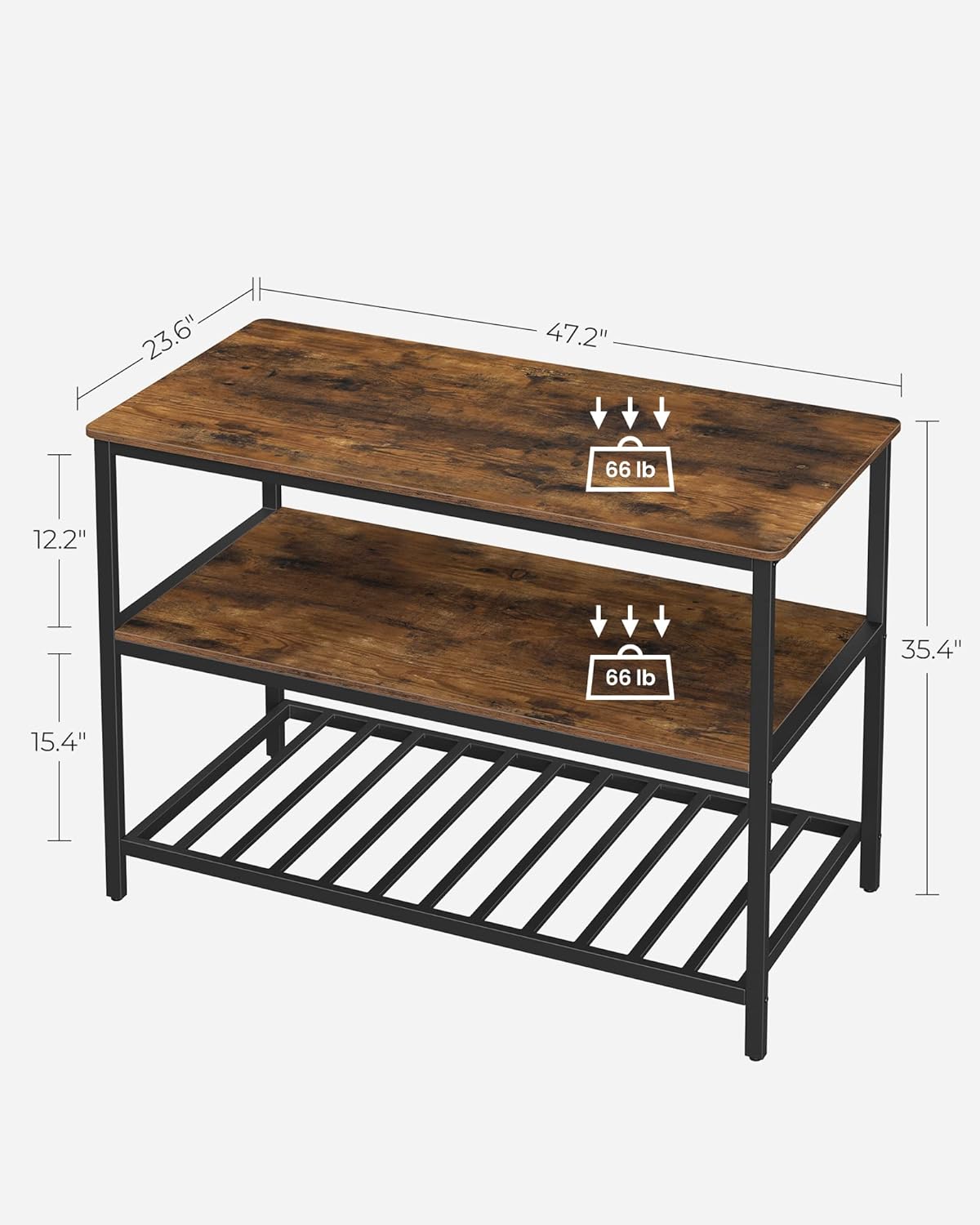 47.2 Inches Width Kitchen Shelf with Large Worktop, coffee table, Stable Steel Structure,Easy to Assemble