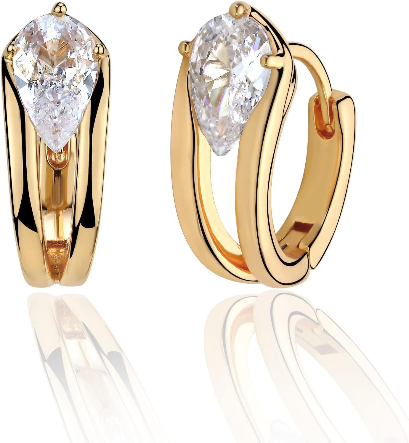 Cubic Zirconia Huggie Earrings 14k Gold Plated Tiny Earrings Small Huggie Hoop Earrings Simple Lightweight Hoops Gift for Women
