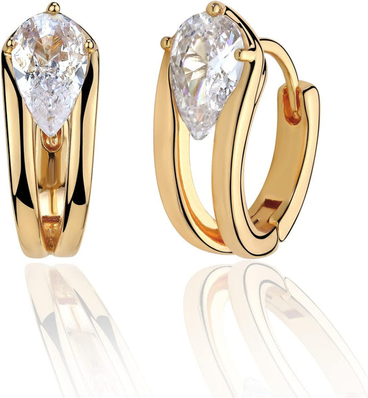 Cubic Zirconia Huggie Earrings 14k Gold Plated Tiny Earrings Small Huggie Hoop Earrings Simple Lightweight Hoops Gift for Women